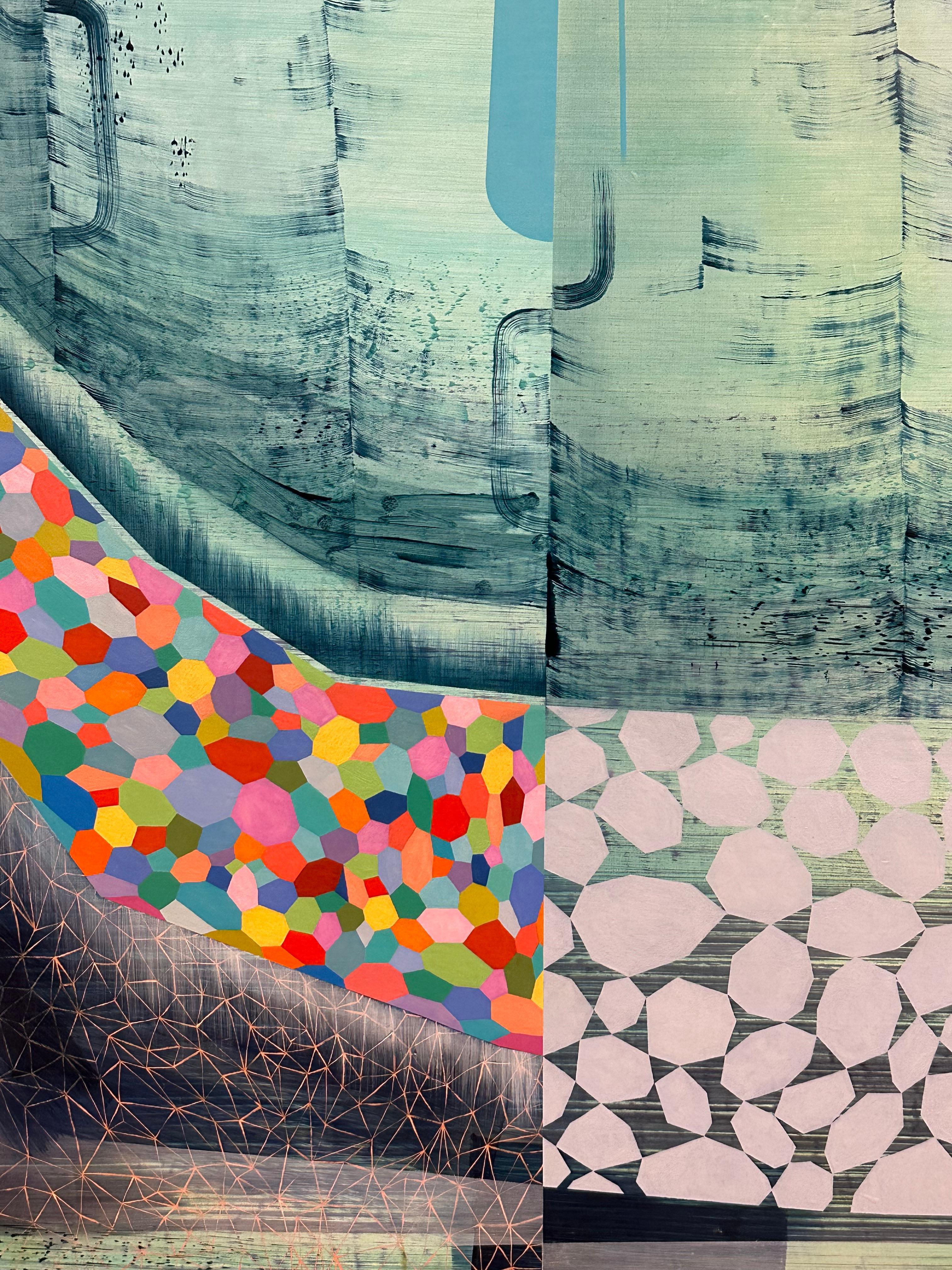 Clearest View - Sky Blue Teal Mint Rainbow Pattern Abstract Landscape, 2023 im Angebot 7