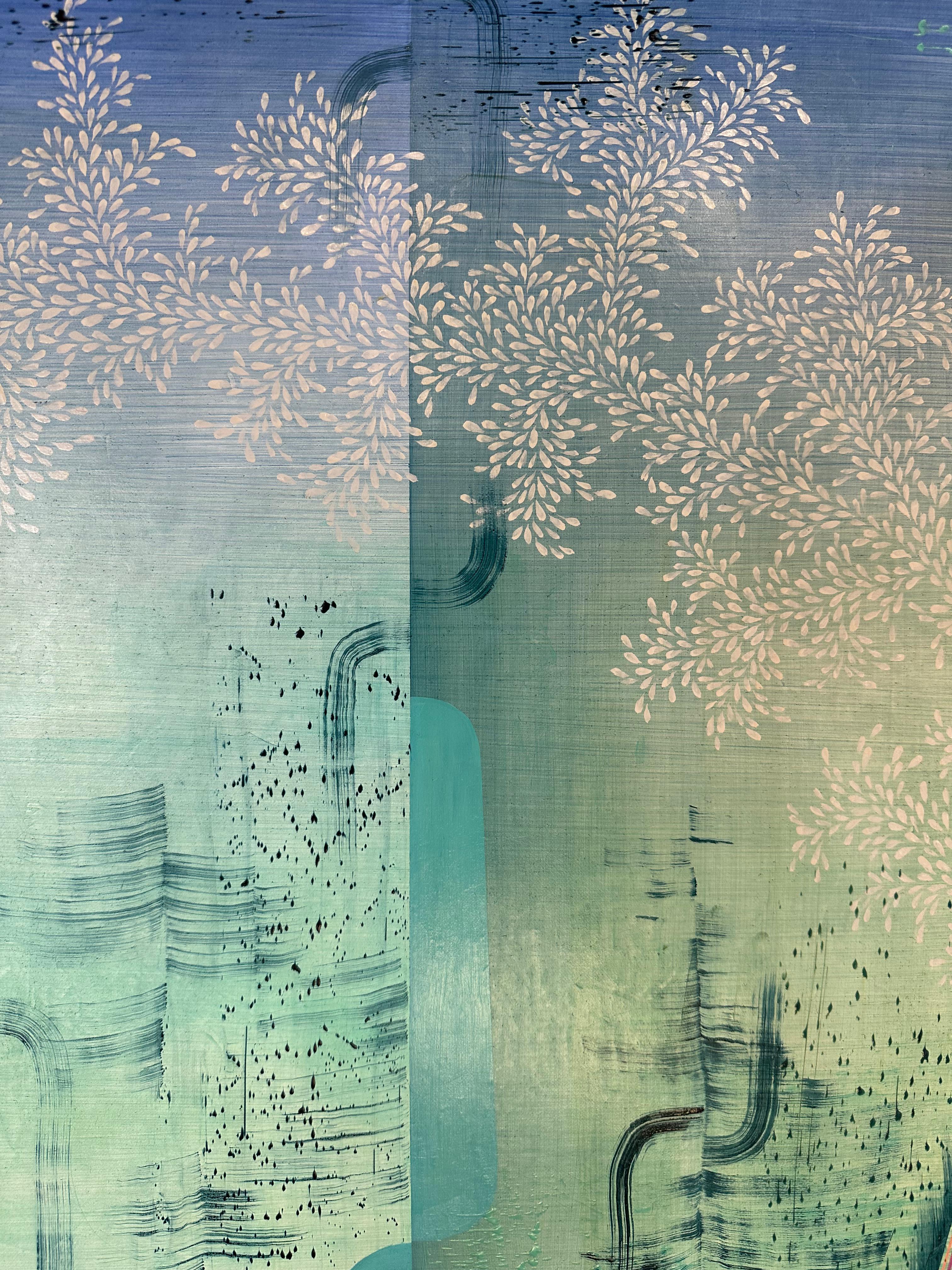 Clearest View - Sky Blue Teal Mint Rainbow Pattern Abstract Landscape, 2023 im Angebot 4