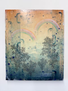 Double Rainbow - Contemporary Abstract Landscape Pattern Stripes Leaves, 2026
