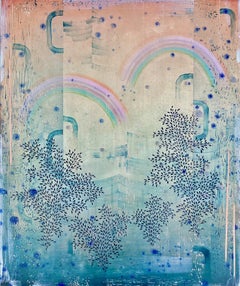 Double Rainbow - Contemporary Abstract Landscape Pattern Stripes Leaves, 2026