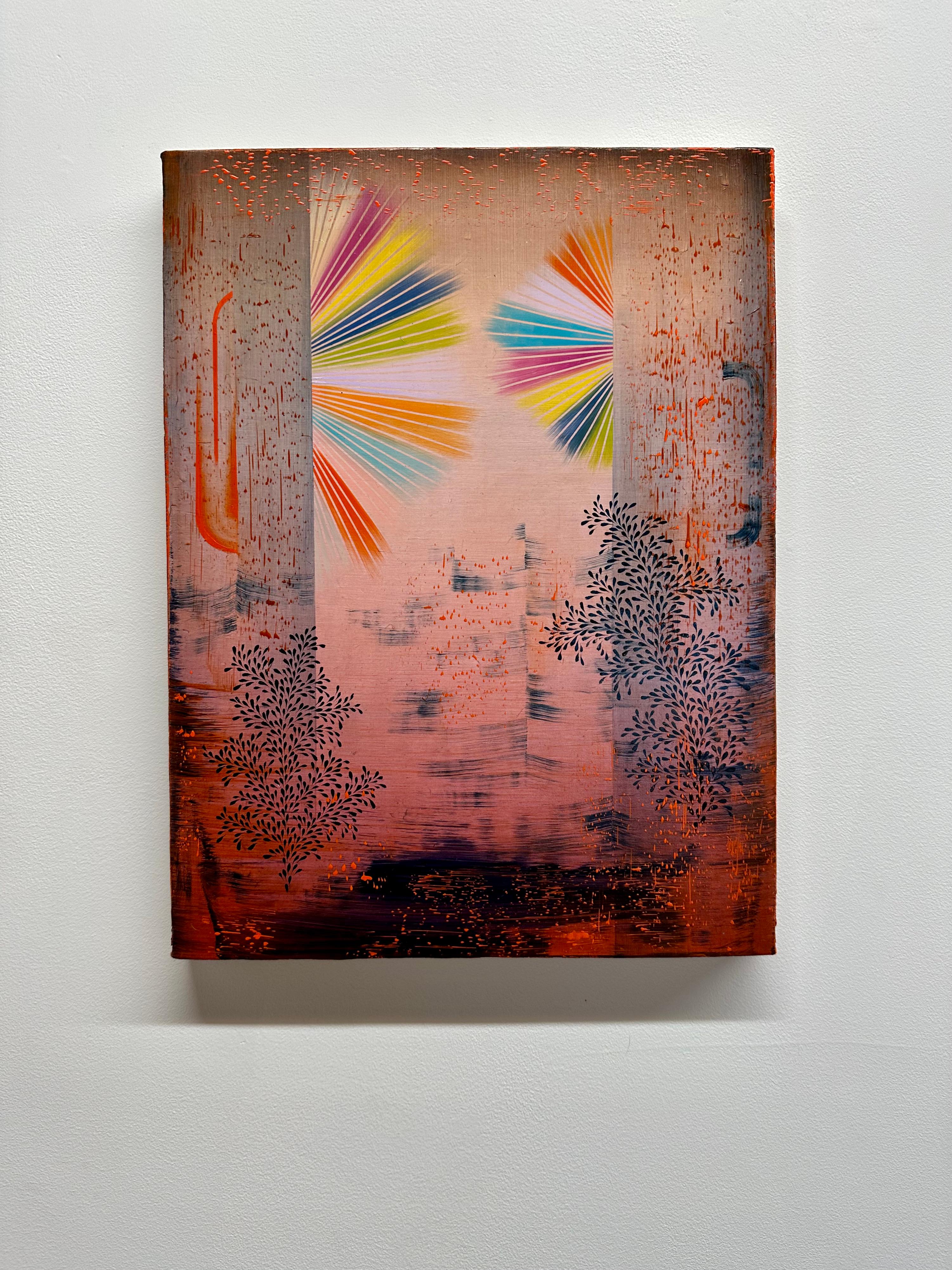 Petardo, Rosa Pálido, Rojo Claro, Amarillo, Naranja, Azul Patrones Abstractos - Painting de Gabe Brown