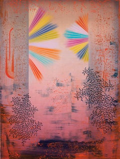 Firecracker, Pale Rose Pink, Light Red, Yellow, Orange, Blue Abstract Patterns