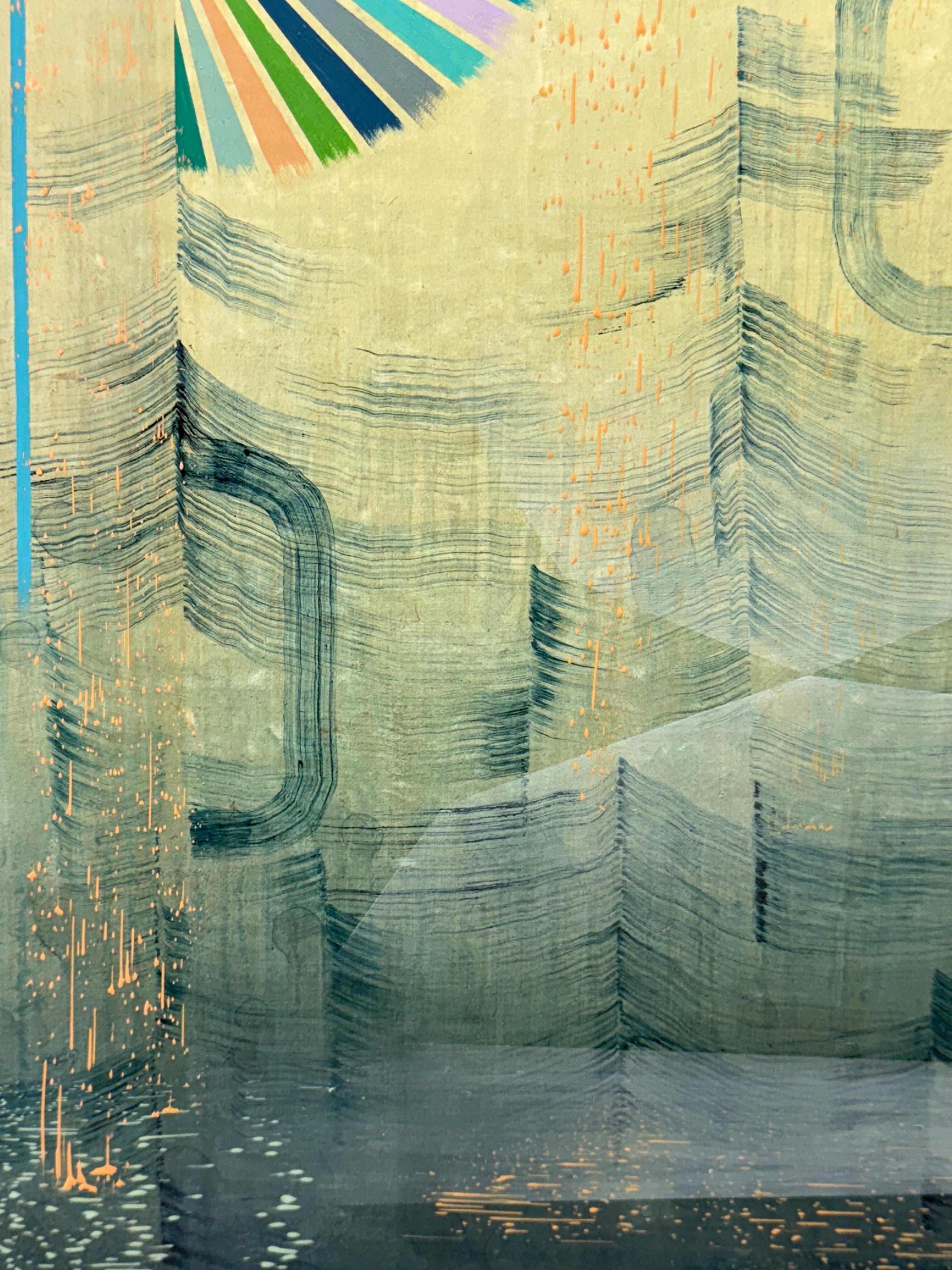 Gray Mist - Blue Green Teal Abstract Geometric Patterns Stripes Waves, 2023 For Sale 6