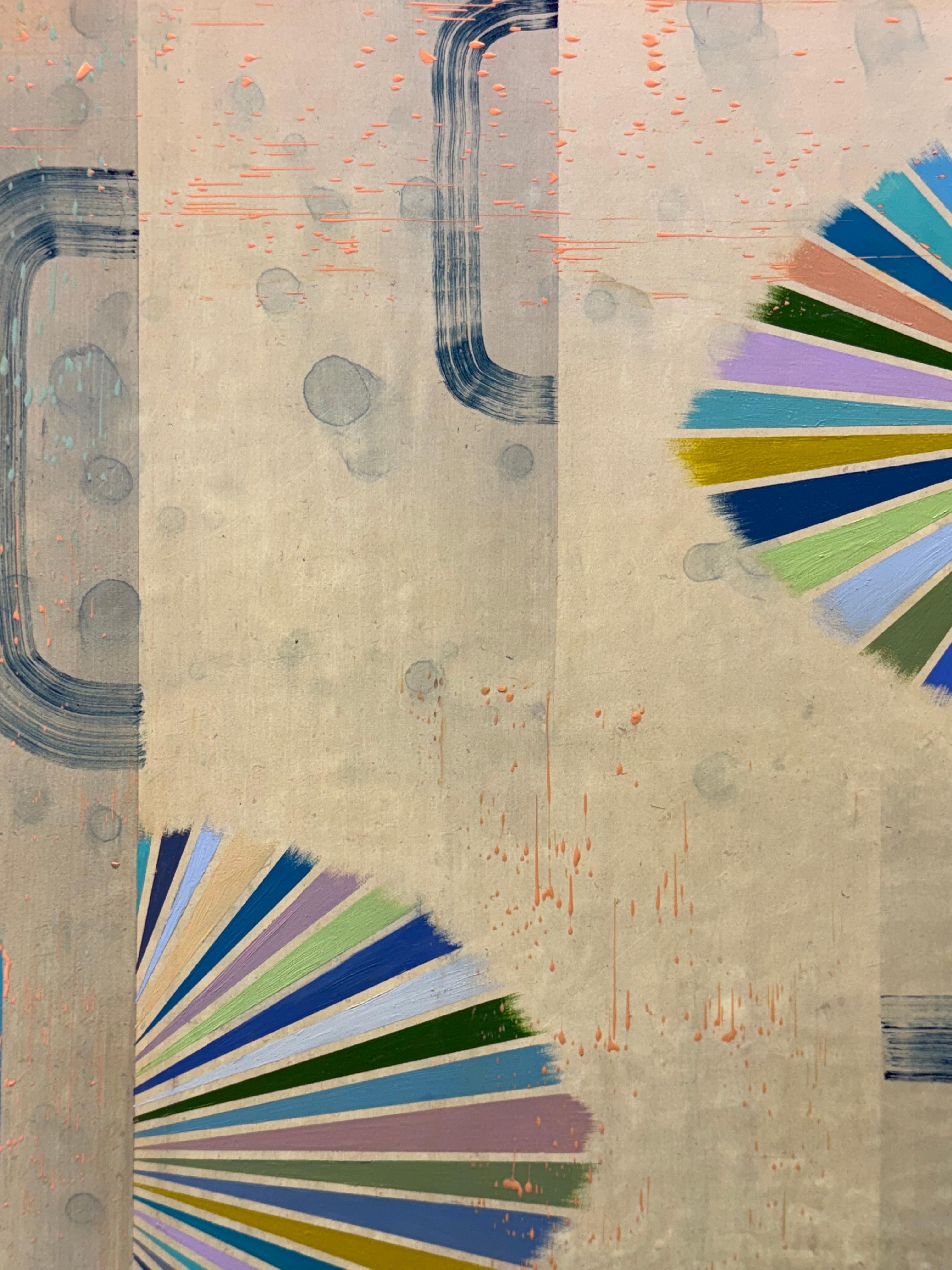 Gray Mist - Blue Green Teal Abstract Geometric Patterns Stripes Waves, 2023 For Sale 8