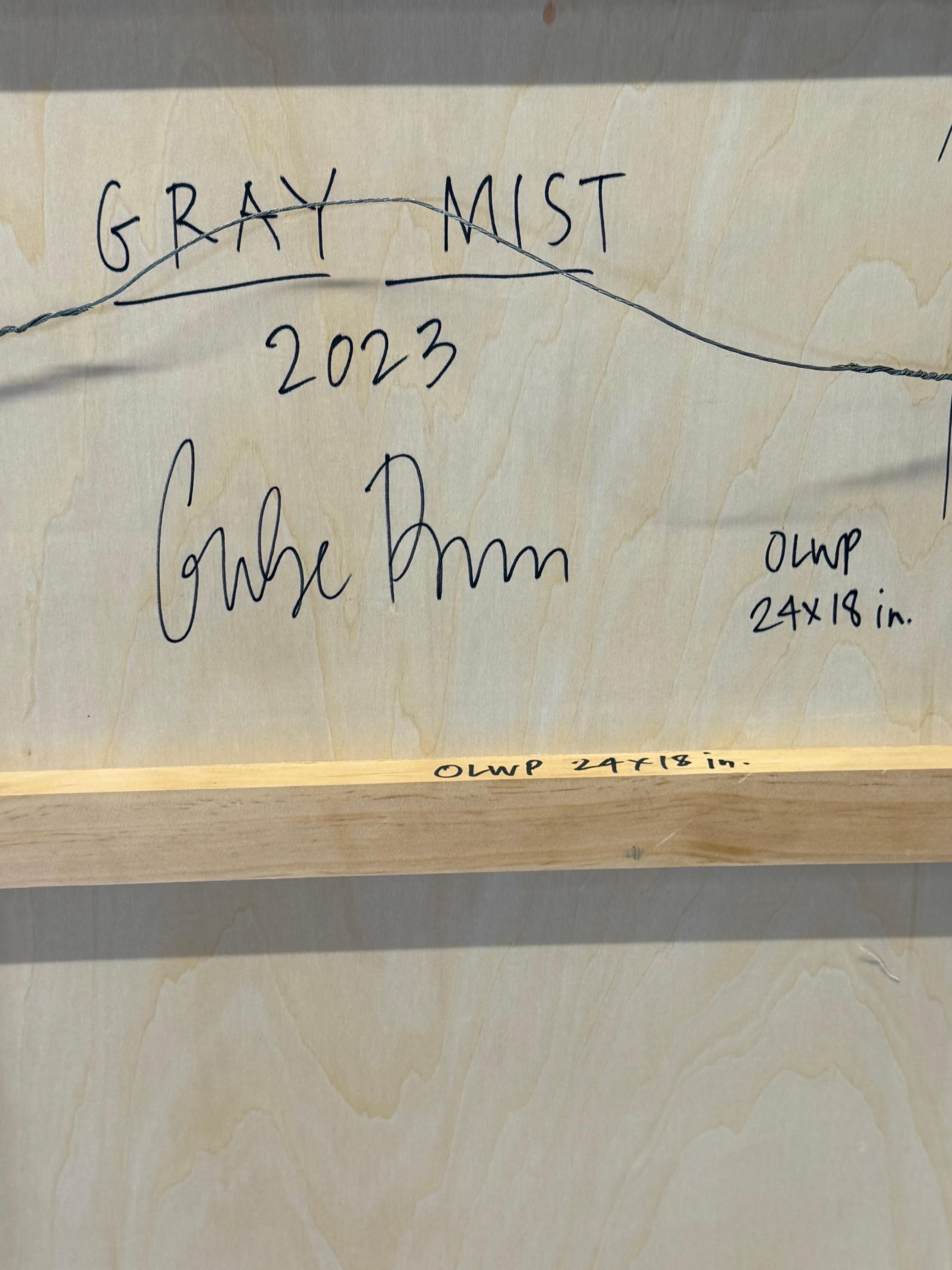 Gray Mist - Blue Green Teal Abstract Geometric Patterns Stripes Waves, 2023 For Sale 9