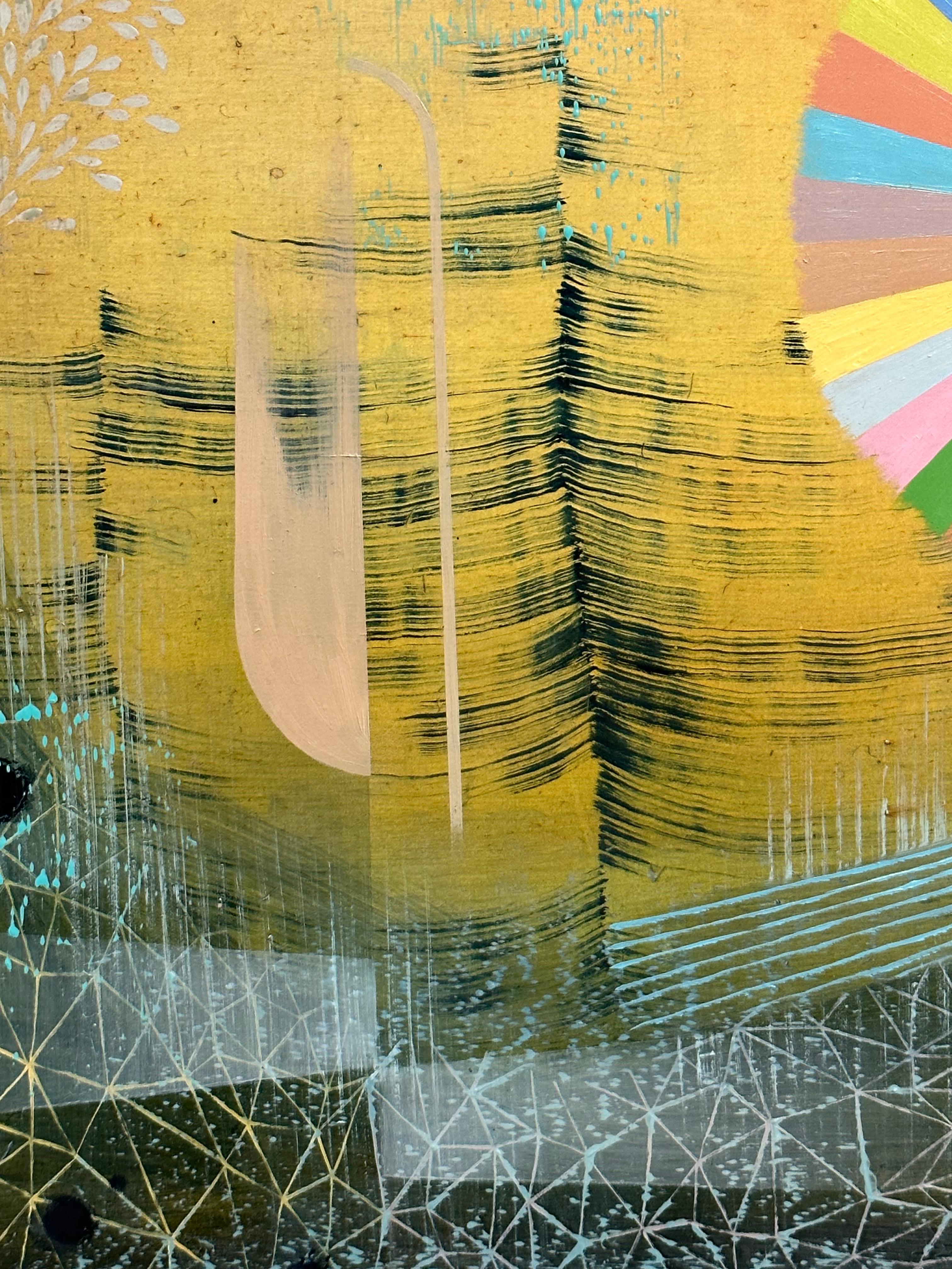 Hello Sunshine, Amarillo, Azul Indigo, Rosa, Aqua Patrones Abstractos en venta 1