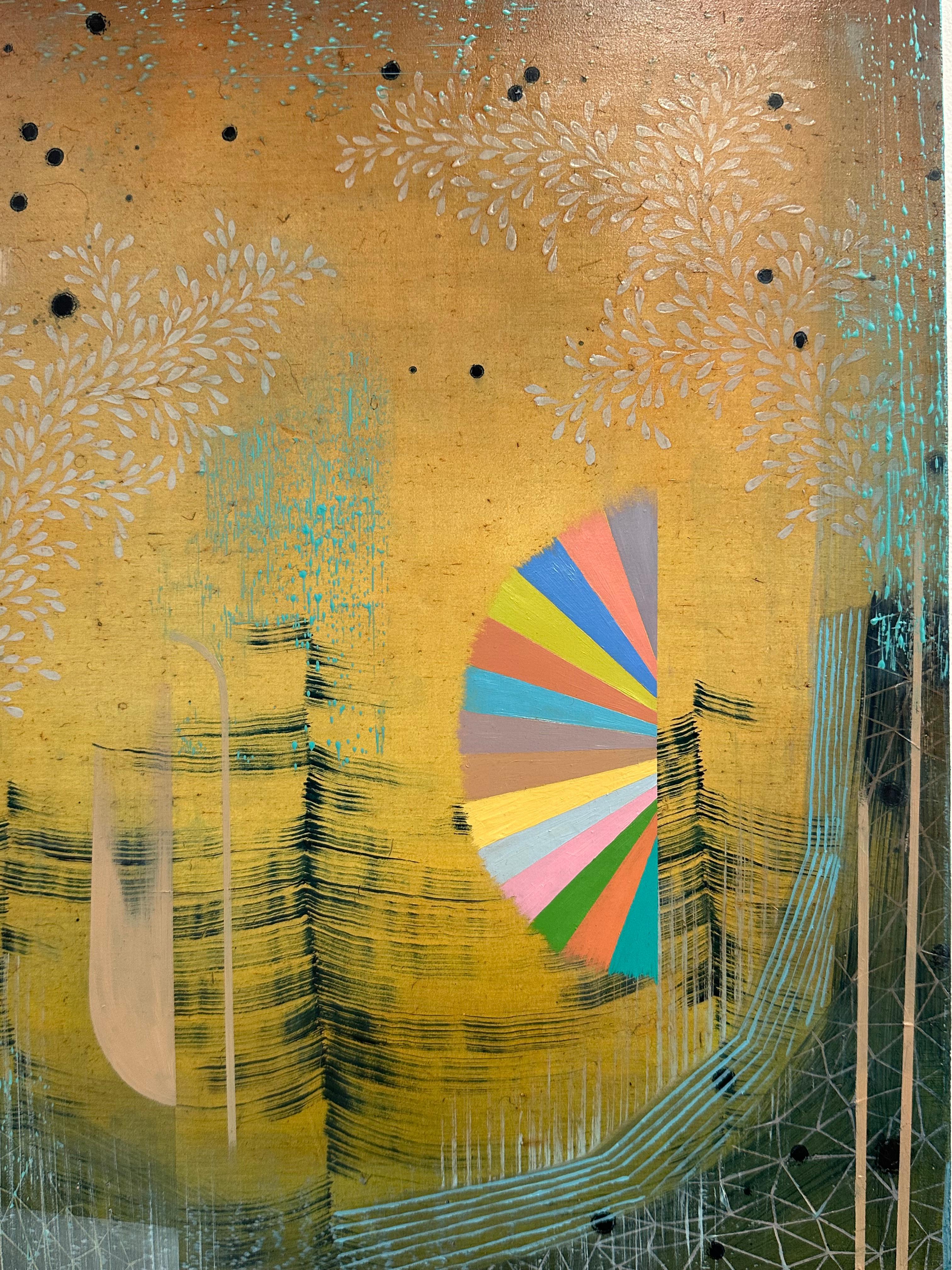 Hello Sunshine, Amarillo, Azul Indigo, Rosa, Aqua Patrones Abstractos en venta 2