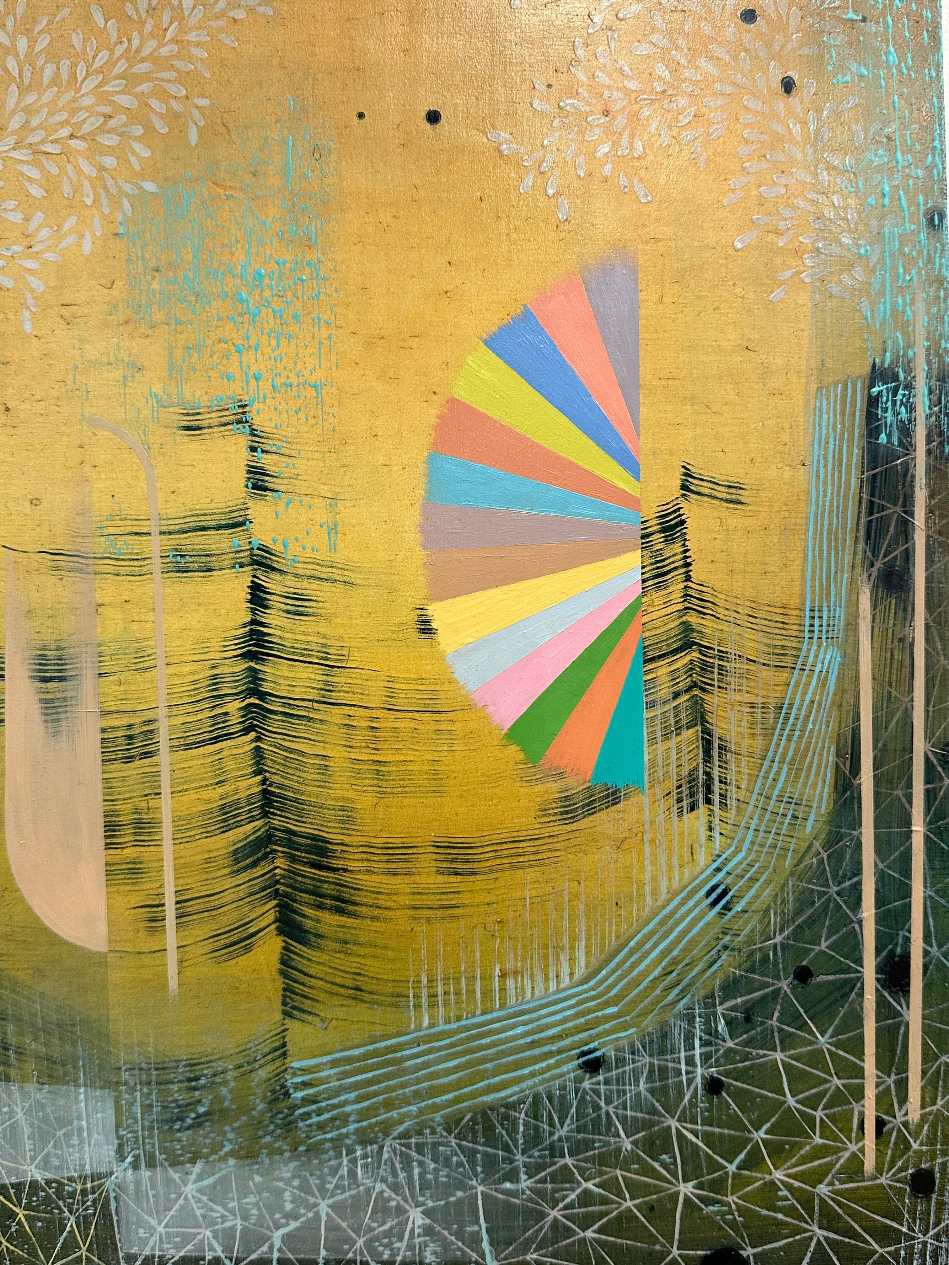 Hello Sunshine, Amarillo, Azul Indigo, Rosa, Aqua Patrones Abstractos en venta 3