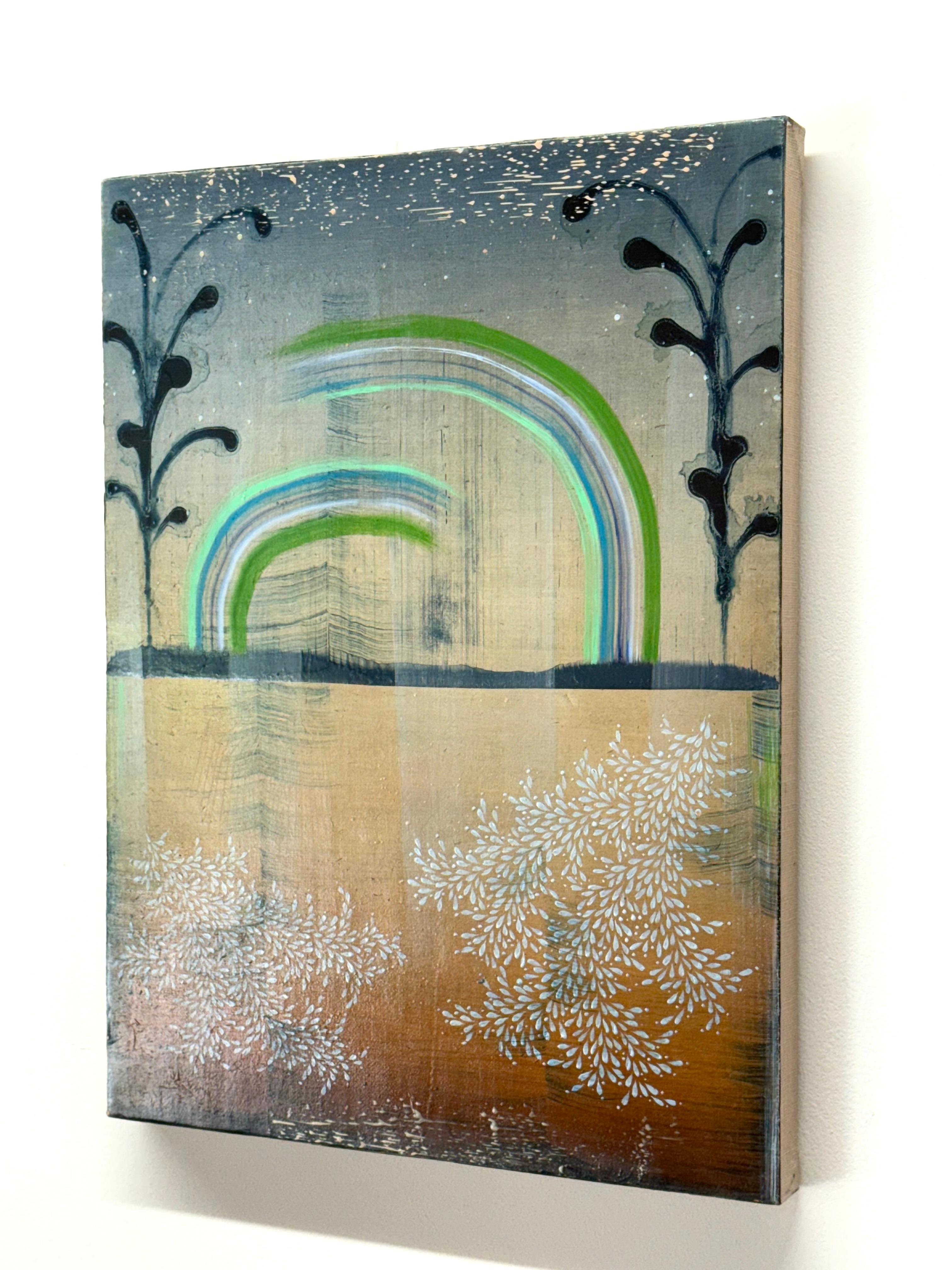 Lotus - Abstract Landscape Patterns Stripes Leaves Mint Blue Green Orange, 2023 im Angebot 5