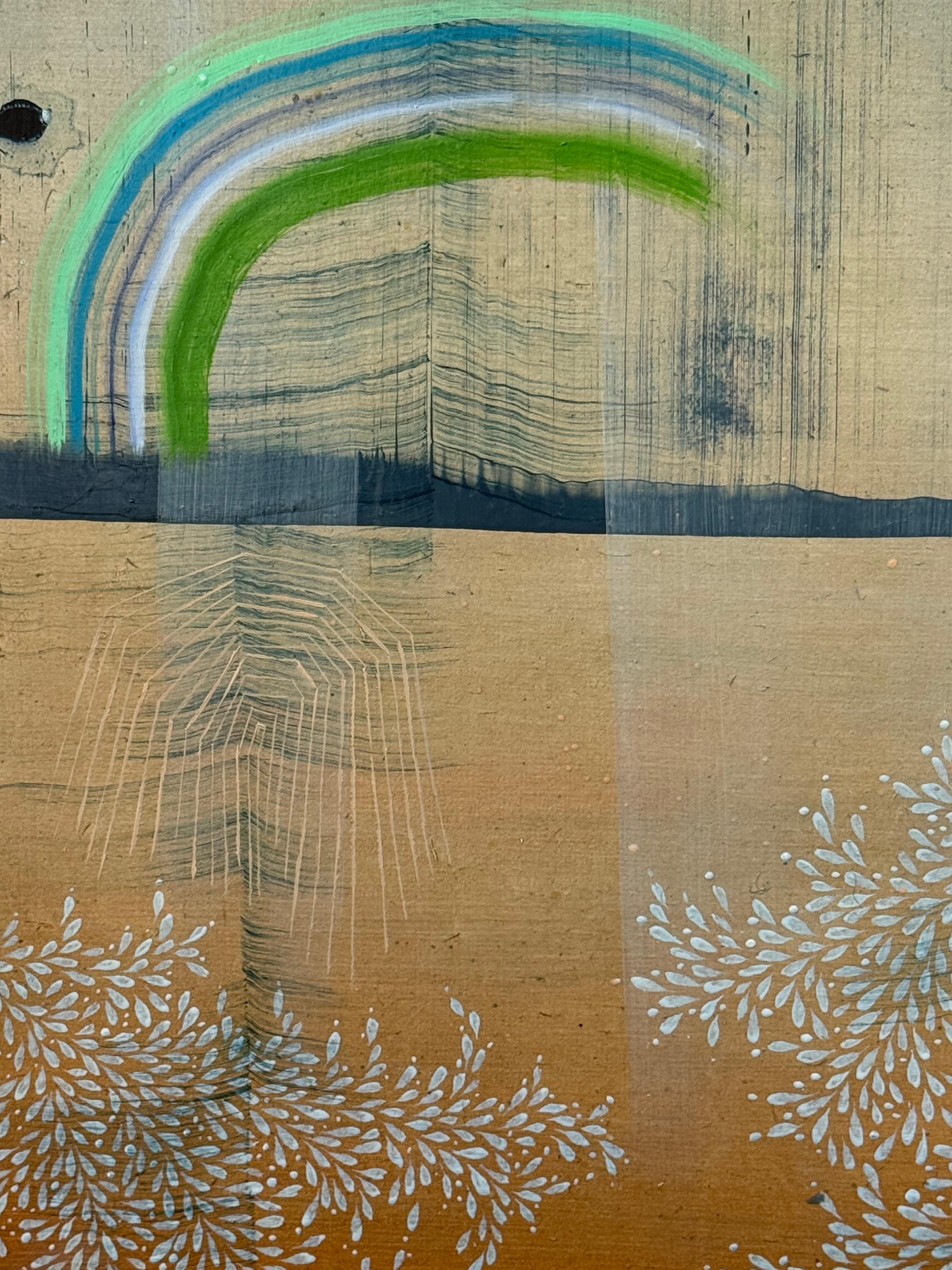 Lotus - Abstract Landscape Patterns Stripes Leaves Mint Blue Green Orange, 2023 im Angebot 1