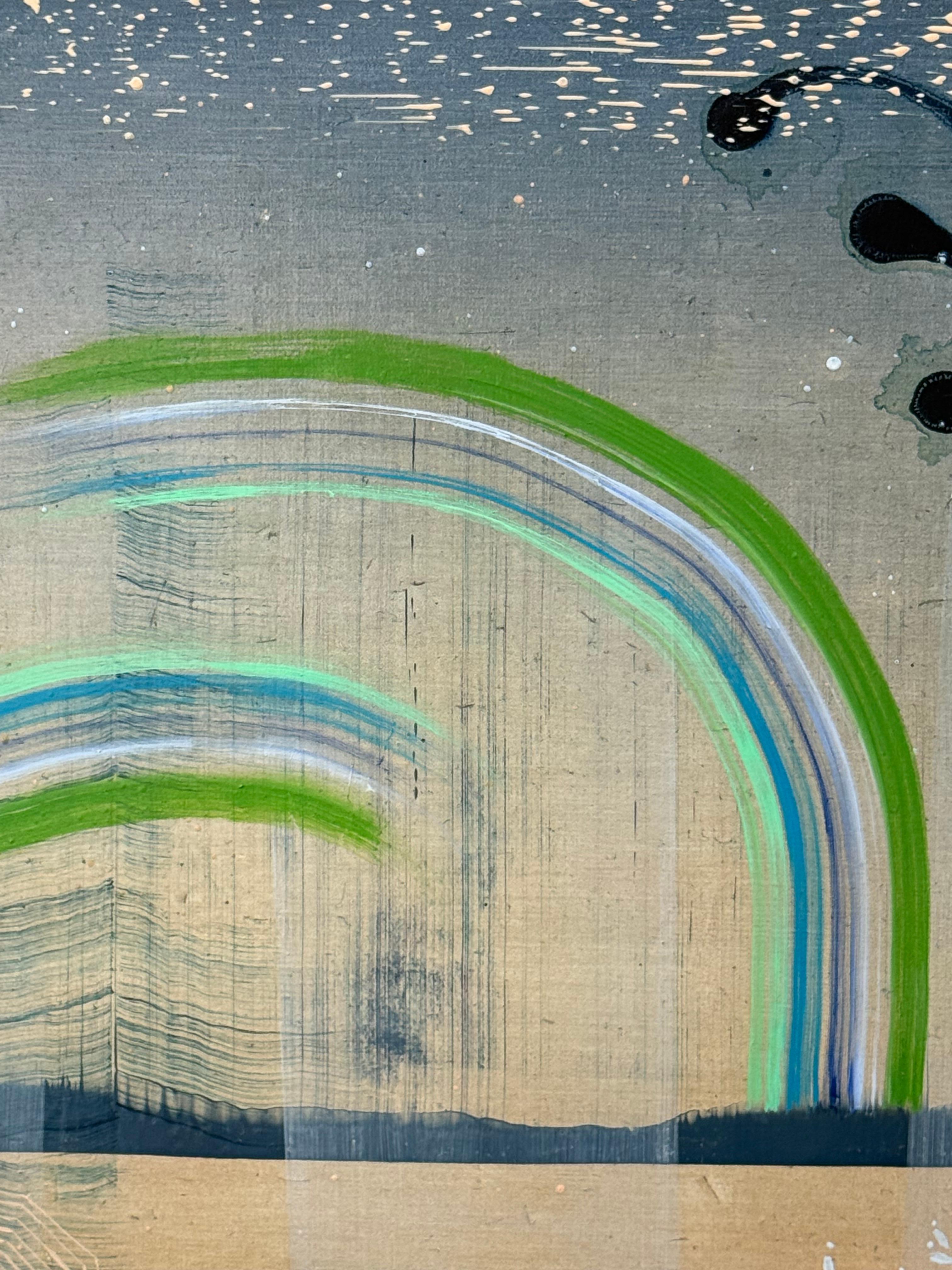 Lotus - Abstract Landscape Patterns Stripes Leaves Mint Blue Green Orange, 2023 im Angebot 2