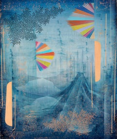 Paradise HiFi, Blue, Pale Peach, Indigo Navy, Rainbow Abstract Pattern, Mountain