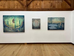 Phantom - Contemporary Abstract Landscape Rainbow Pattern Stripes Leaves, 2023