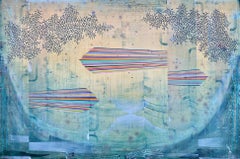 Quasar - Himmel Blau Gelb Regenbogen Streifen Blatt Muster Abstrakte Landschaft, 2026