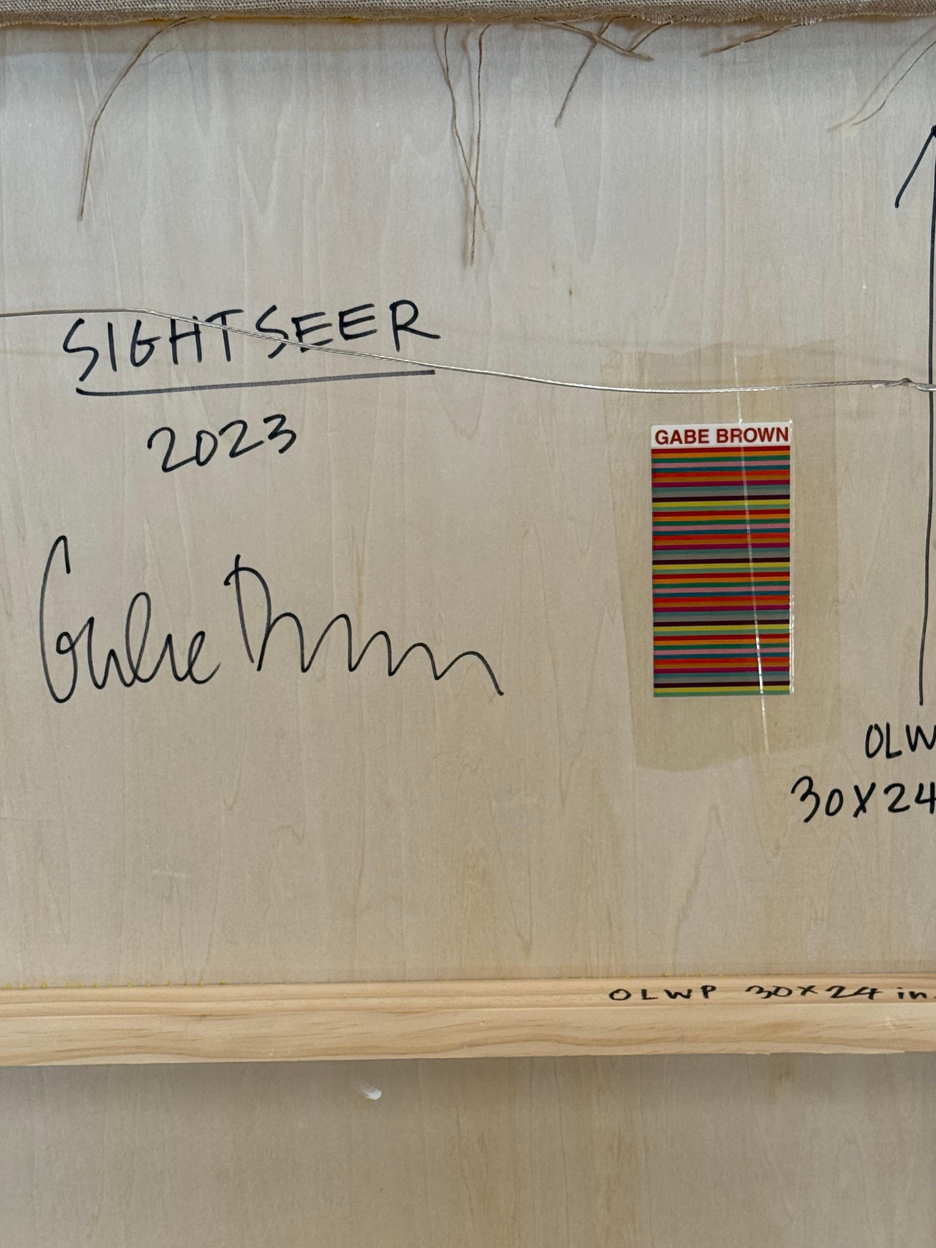 Sightseer - Zeitgenössische abstrakte Landschaft Muster Streifen Blätter Flieder, 2023 im Angebot 10