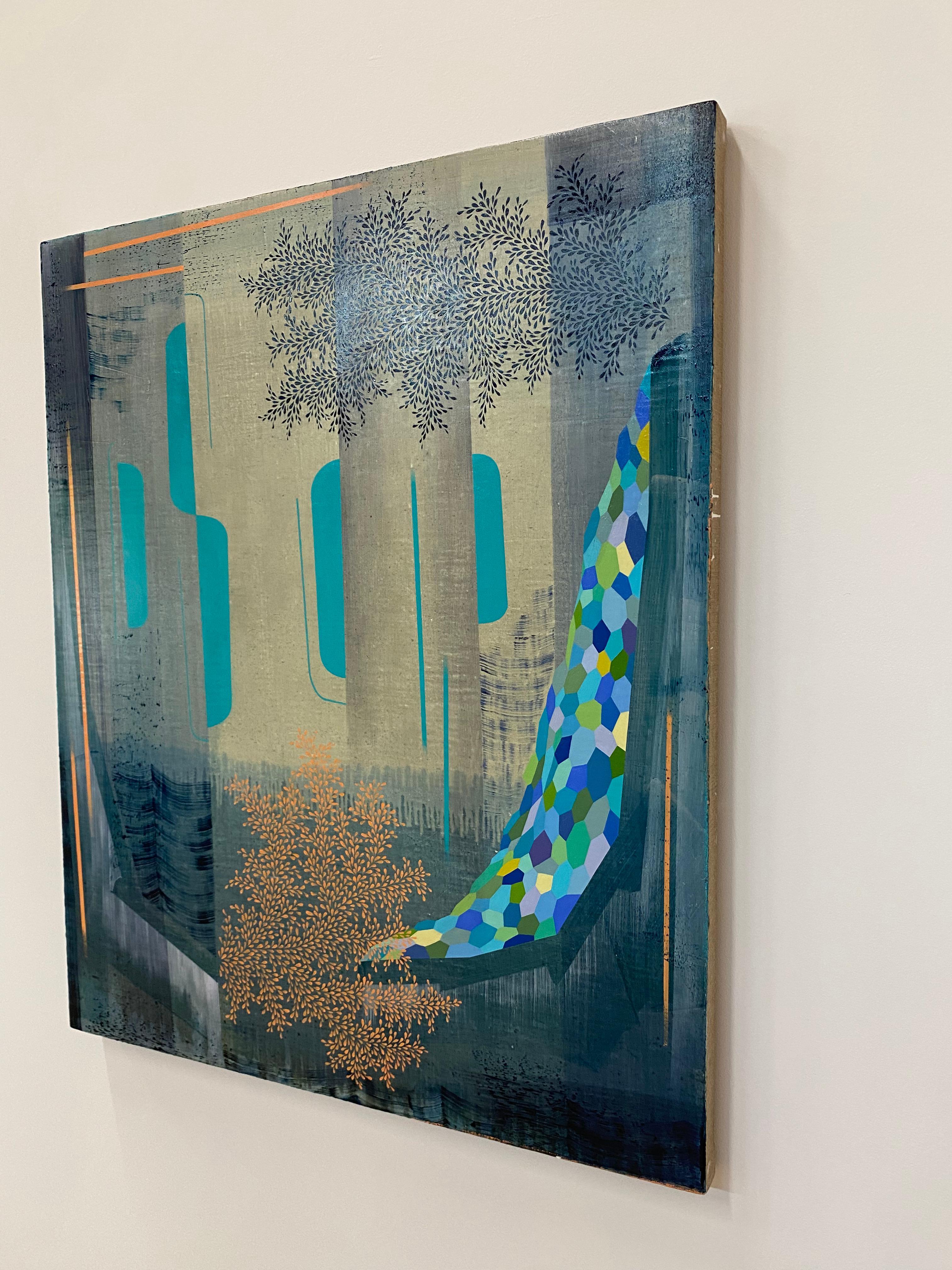 Sister Midnight - Contemporary Abstract Pattern Landscape Painting Blue, 2021 For Sale 12