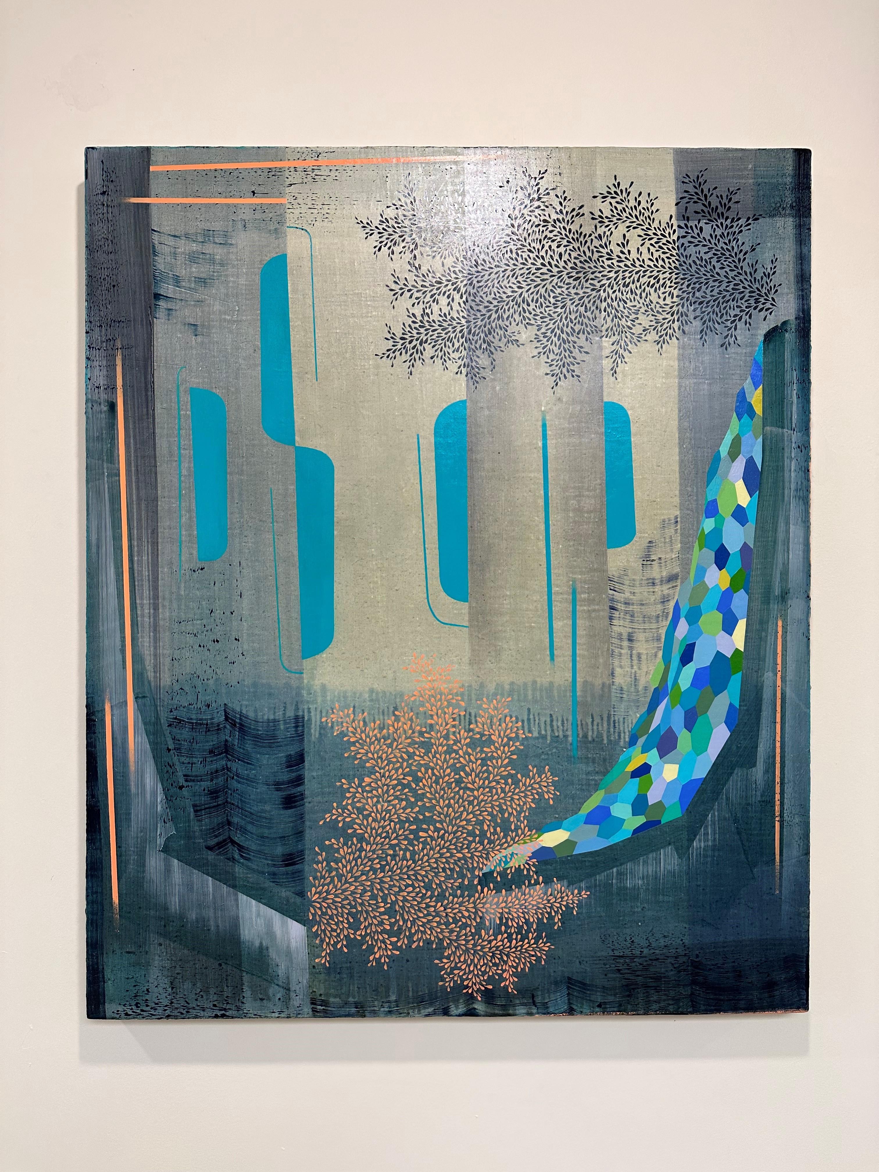 Sister Midnight - Contemporary Abstract Pattern Landscape Painting Blue, 2021 For Sale 1