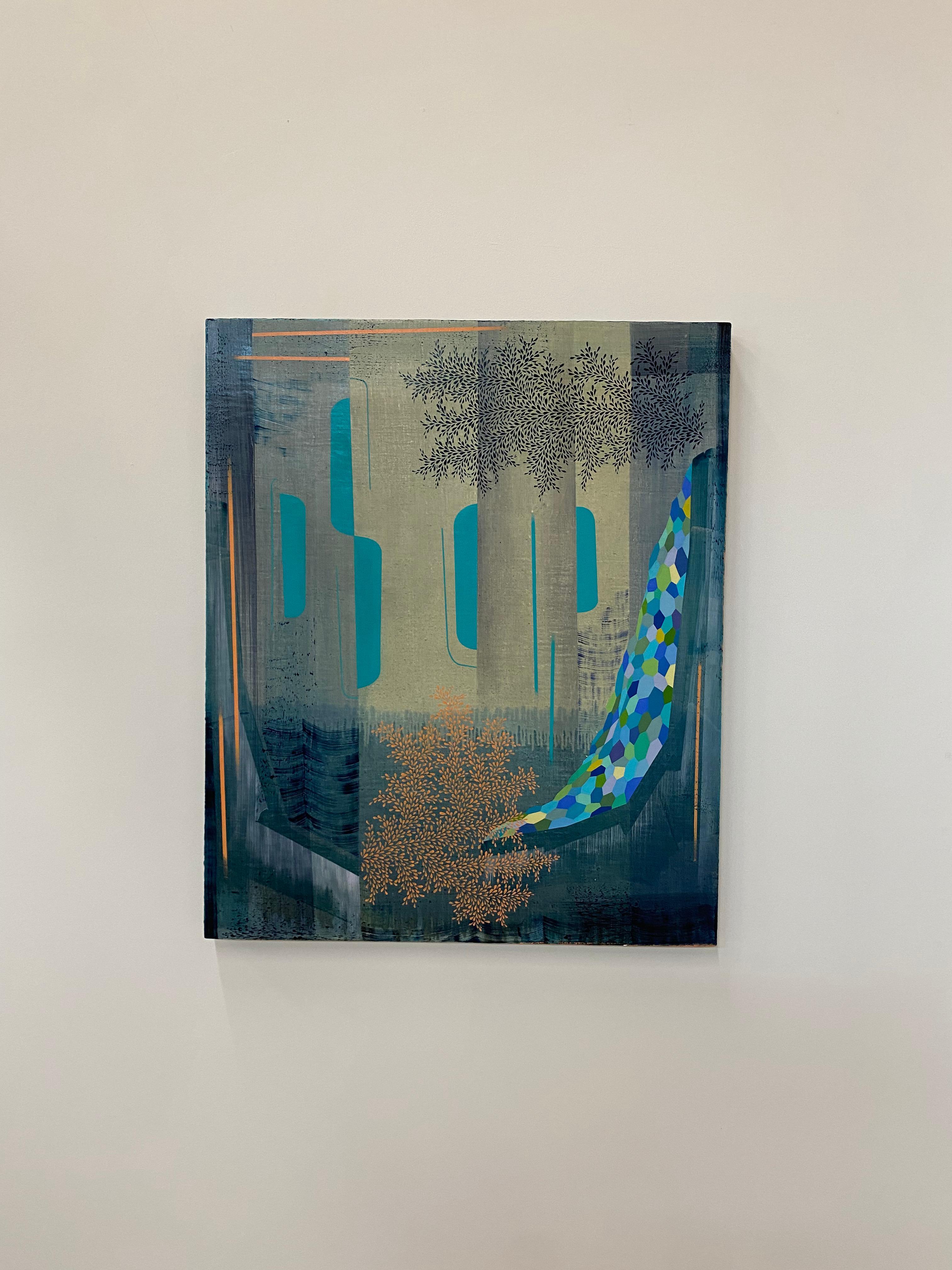 Sister Midnight - Contemporary Abstract Pattern Landscape Painting Blue, 2021 For Sale 2