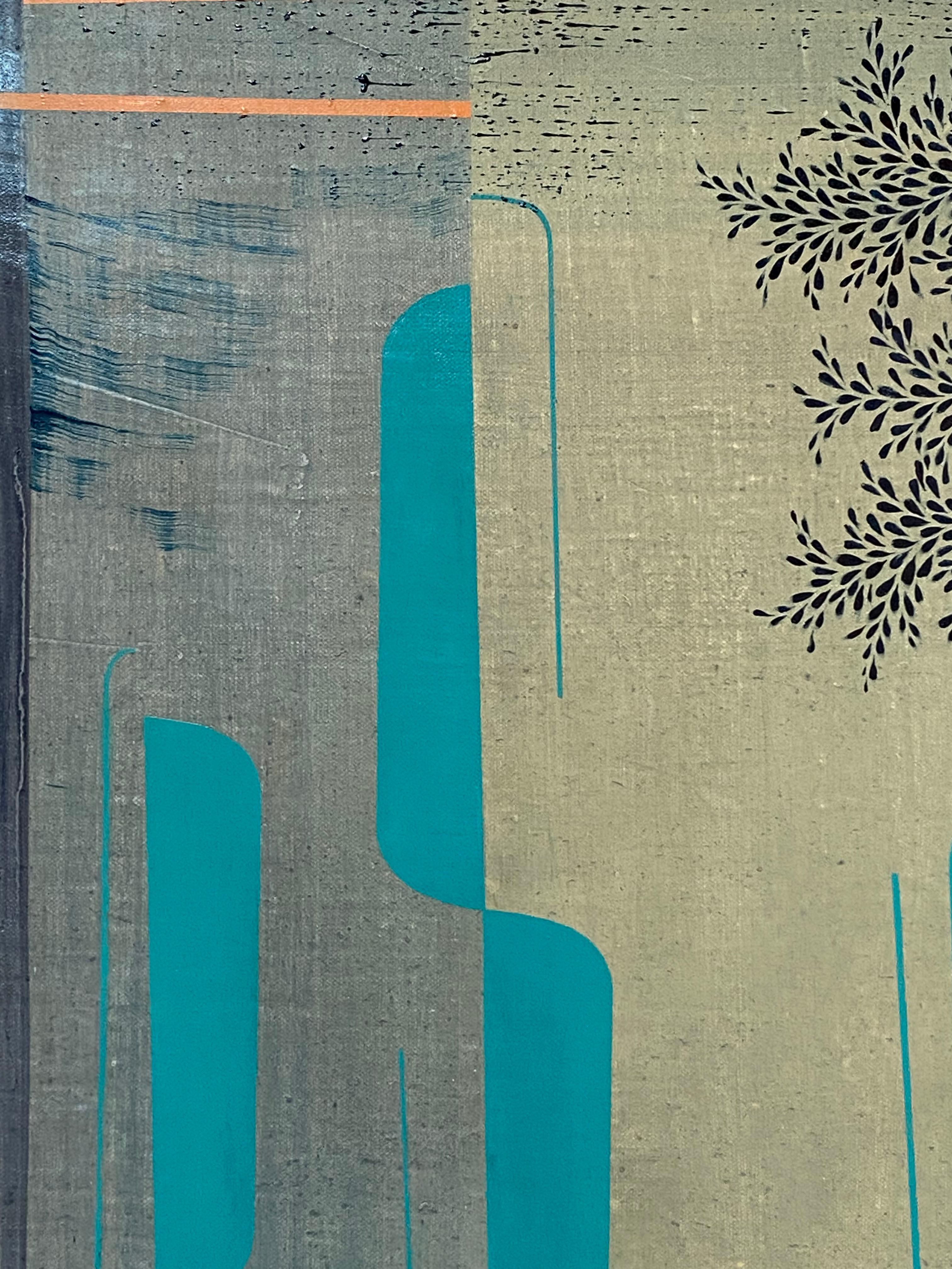Sister Midnight - Contemporary Abstract Pattern Landscape Painting Blue, 2021 For Sale 7