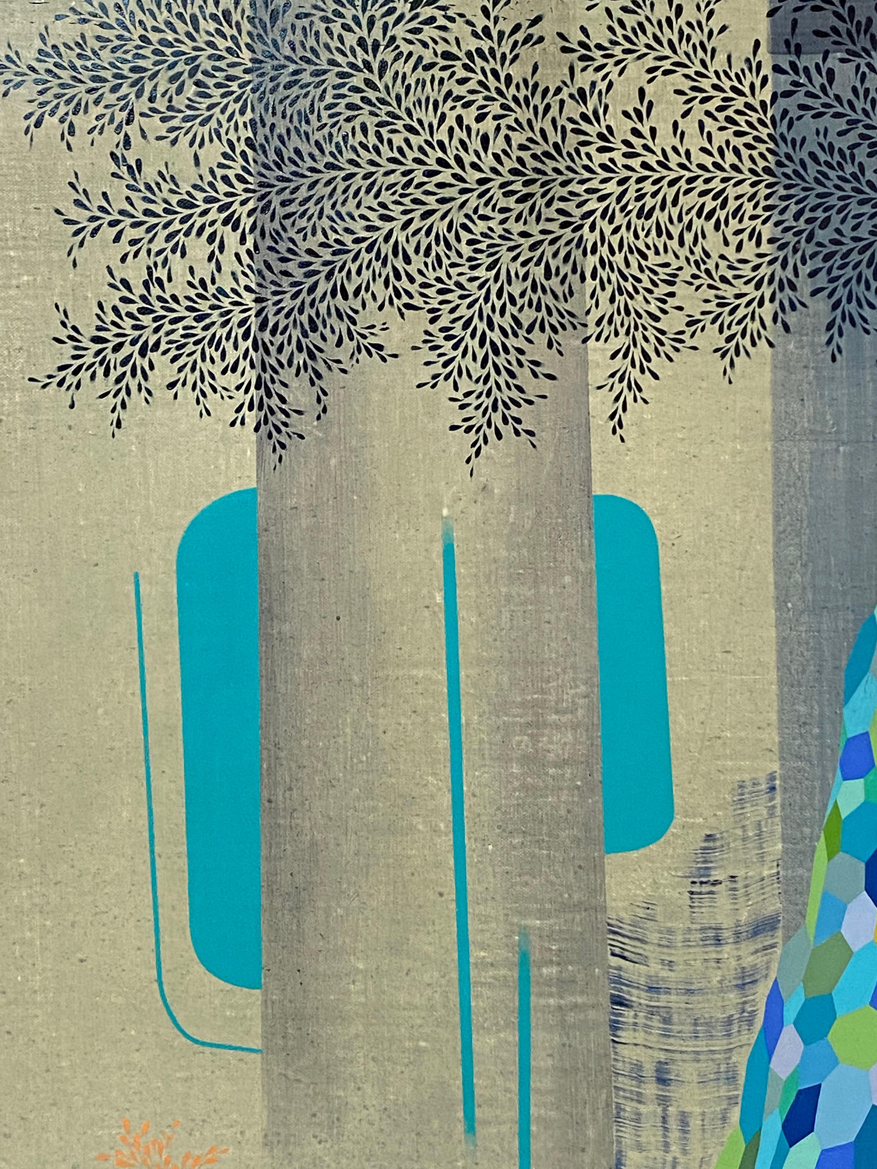 Sister Midnight - Contemporary Abstract Pattern Landscape Painting Blue, 2021 For Sale 8