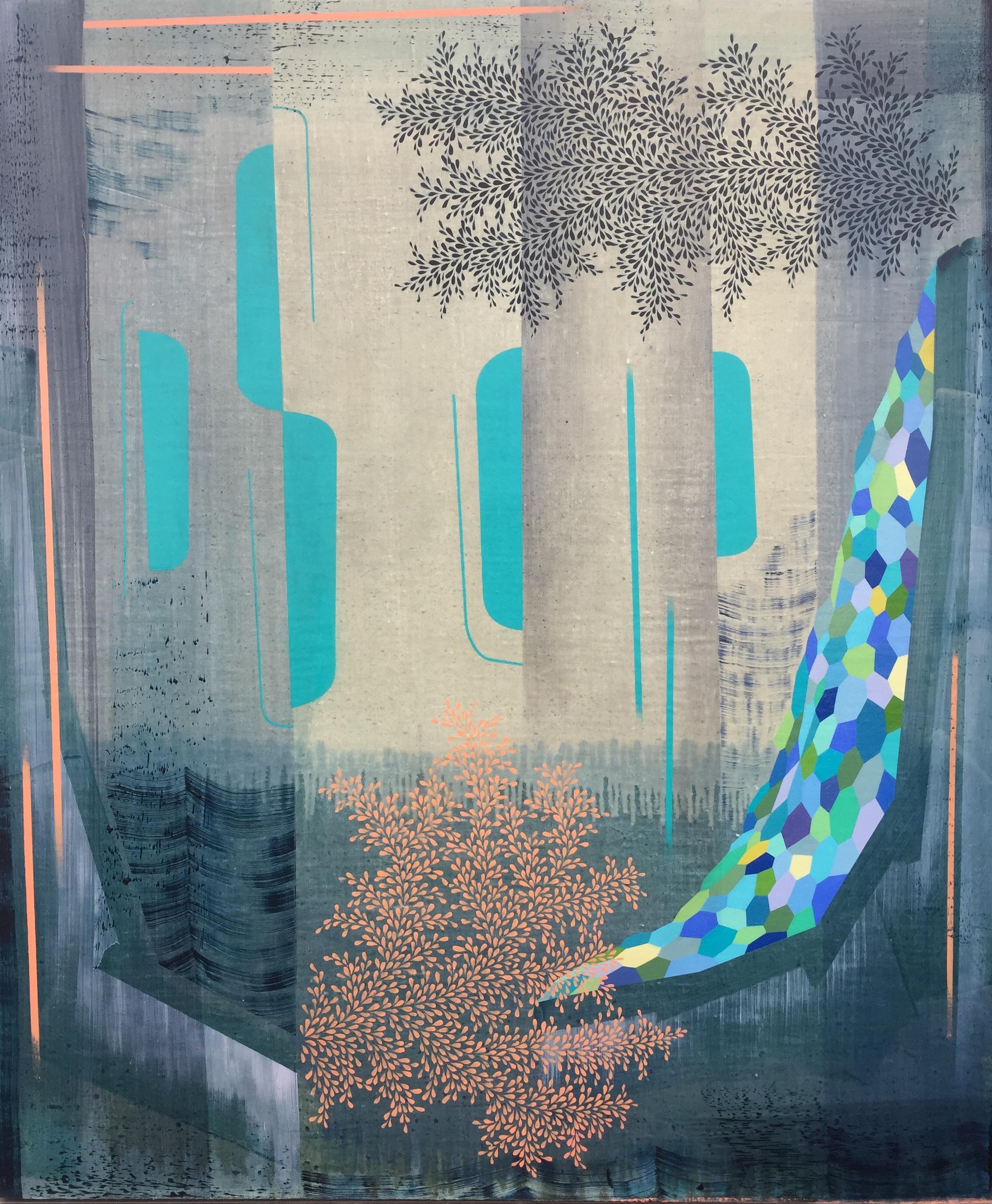 Hermana Medianoche - Pintura Paisaje Abstracto Contemporáneo Azul, 2021