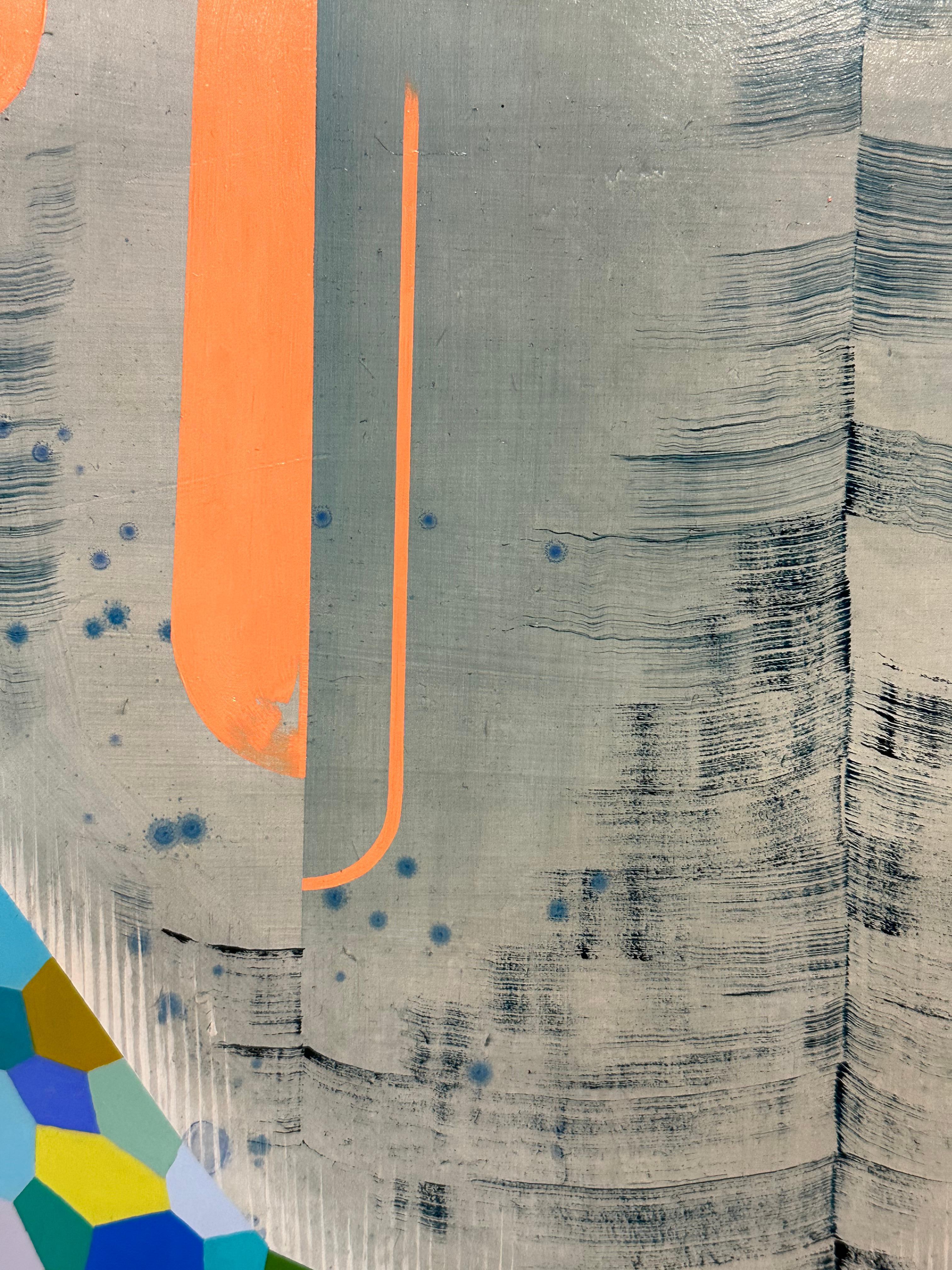 Trails End - Blue Cobalt Peach Leaves Abstract Pattern, 2023 For Sale 1