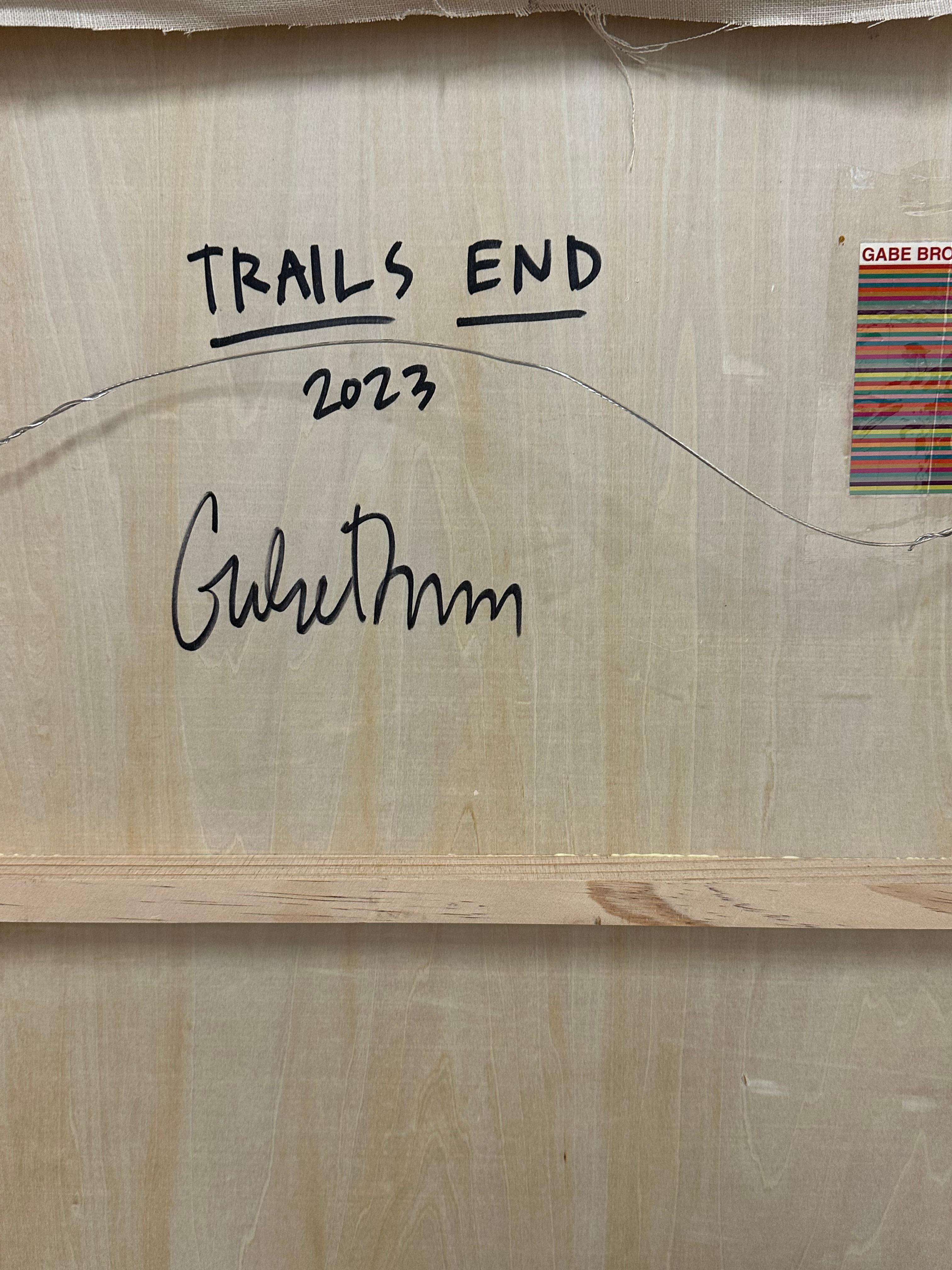 Trails End - Blue Cobalt Peach Leaves Abstract Pattern, 2023 For Sale 4