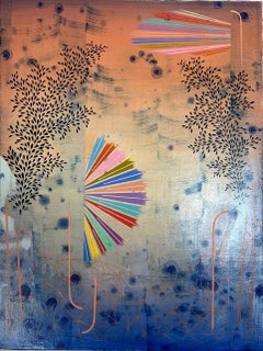 Warm Sun - Koralle Pfirsich Blau Geometrische Muster Streifen Blätter Regenbogen, 2025