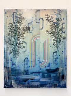 Winter Hymn - Abstract Landscape Pattern Rainbow Stripes Leaves, 2025