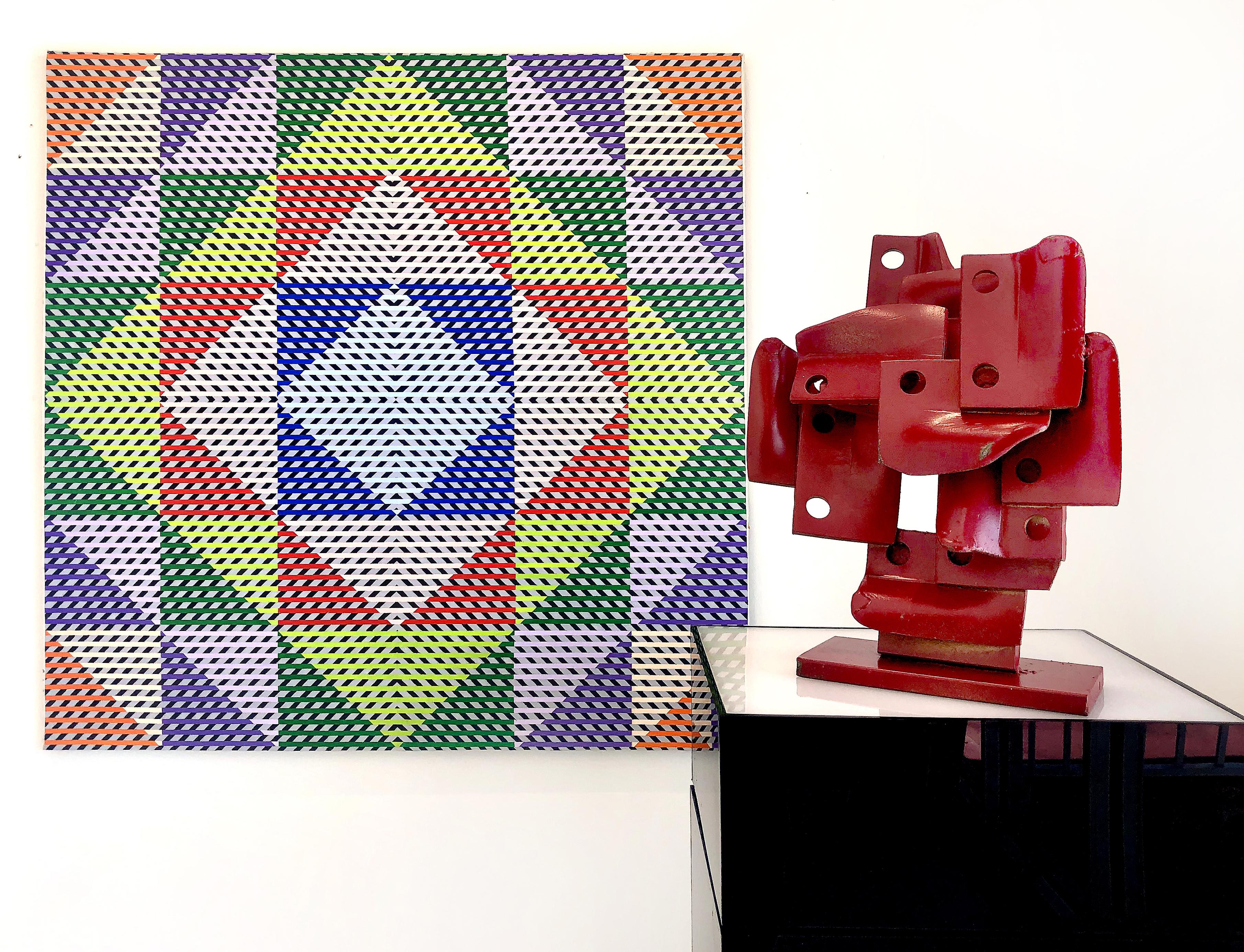 

 Gabe Silverman 1980er Jahre abstrakte Op Art Gemälde auf Leinwand

Zum Verkauf angeboten wird ein Original-Op-Art-Gemälde, das kürzlich in einer Zeitkapsel aus den 1980er Jahren entdeckt wurde. Dieses Werk stammt aus einer einzigartigen