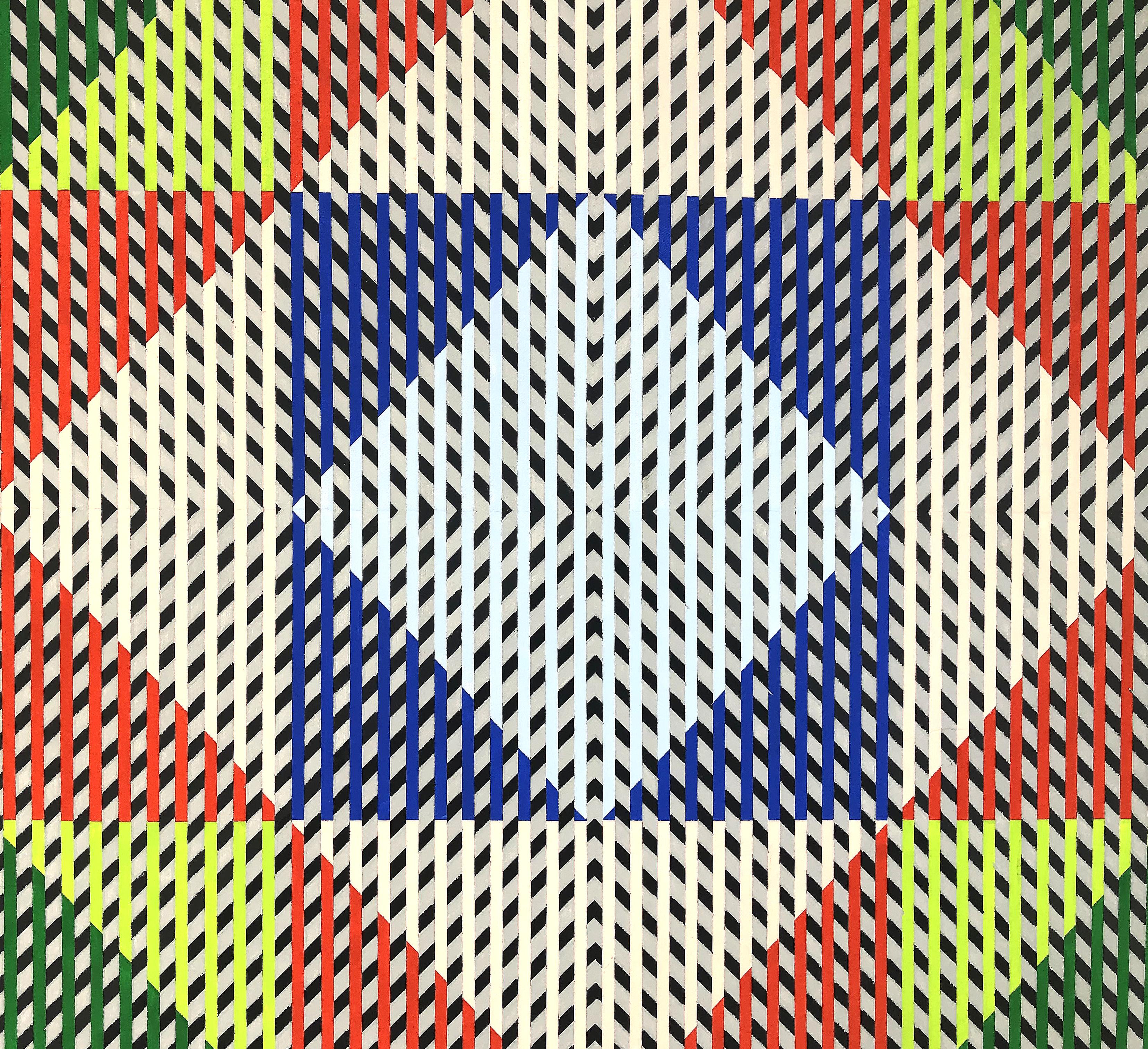 Abstraktes Op-Art-Gemälde auf Leinwand von Gabe Silverman, 1980er Jahre (Moderne) im Angebot