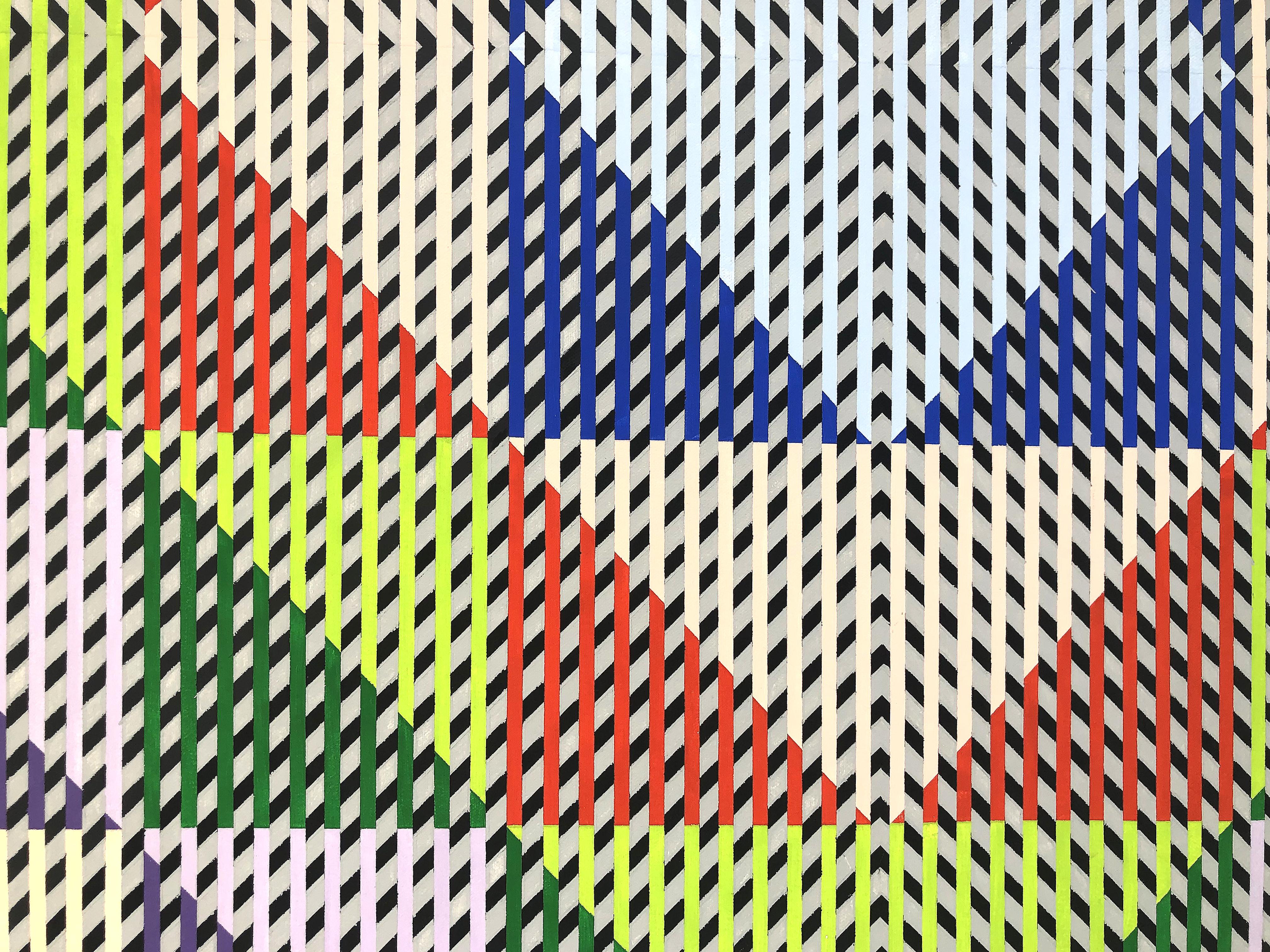 Abstraktes Op-Art-Gemälde auf Leinwand von Gabe Silverman, 1980er Jahre (amerikanisch) im Angebot