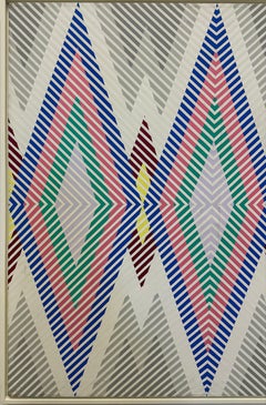 Gabe Silverman 1980s Abstract Op Art Painting on Canvas, Newly Framed
