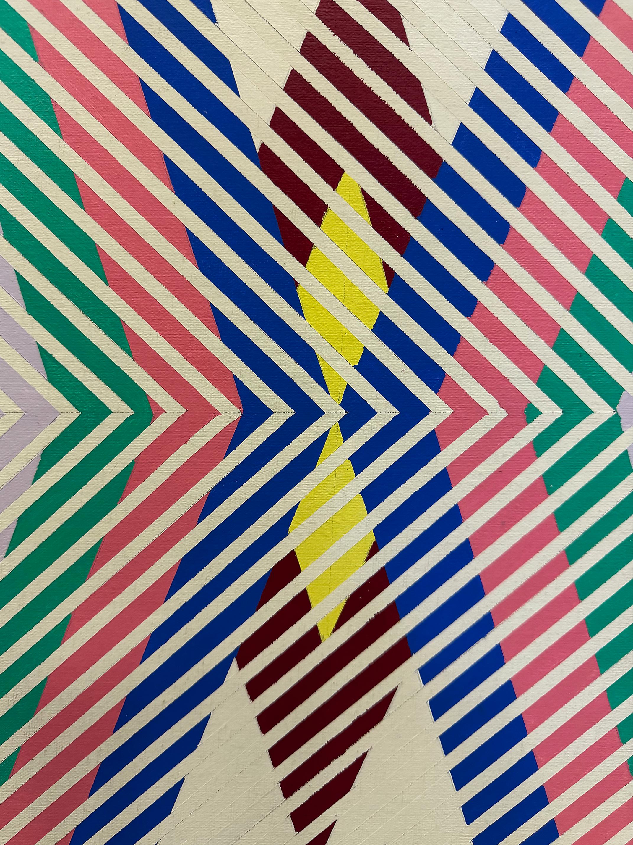 Gabe Silverman 1980er Jahre abstrakte Op-Art-Gemälde auf Leinwand, neu gerahmt (Moderne) im Angebot