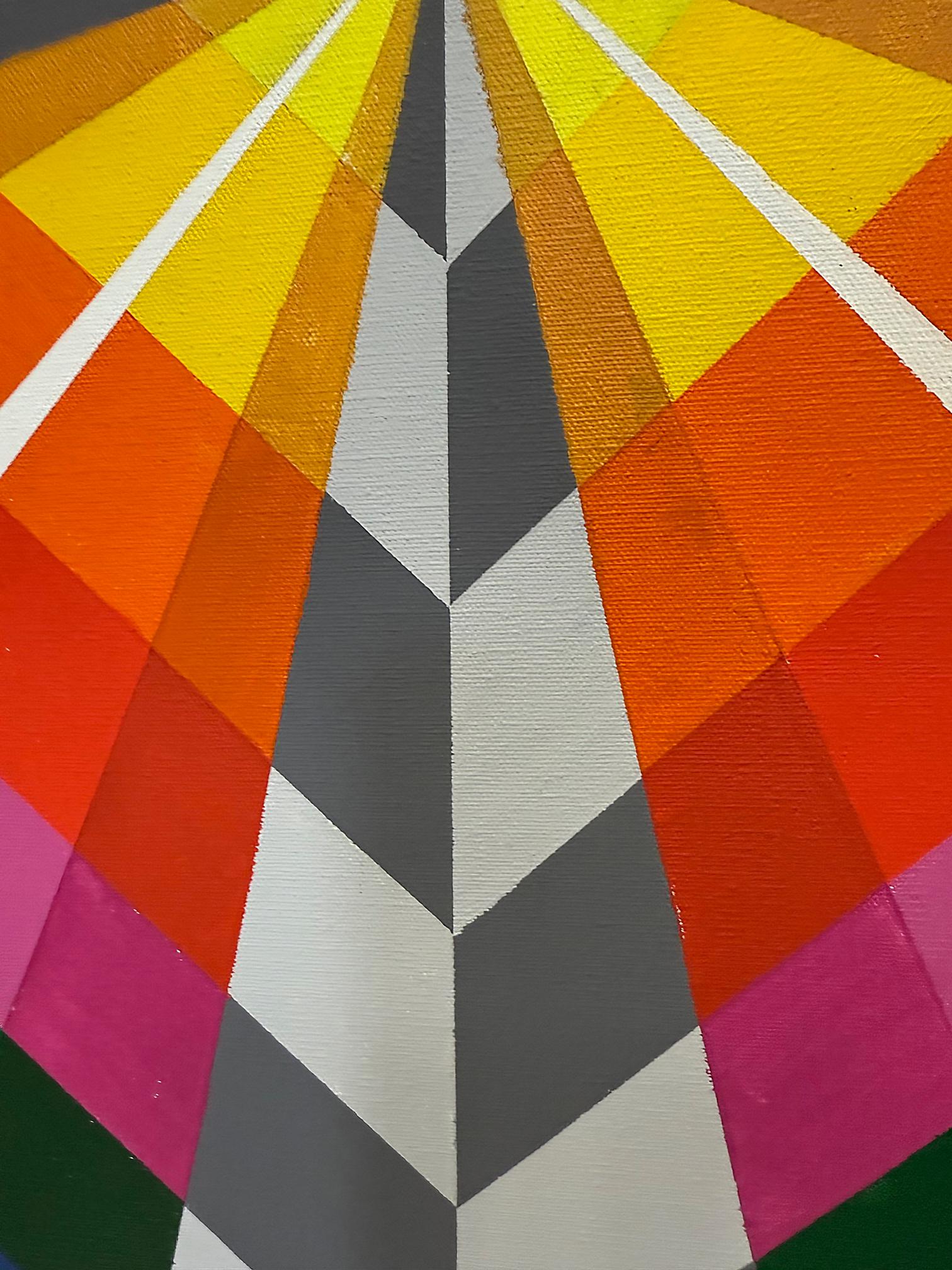 Gabe Silverman 1980s Abstract Op Art Painting on Canvas, Original Frame in vendita 5