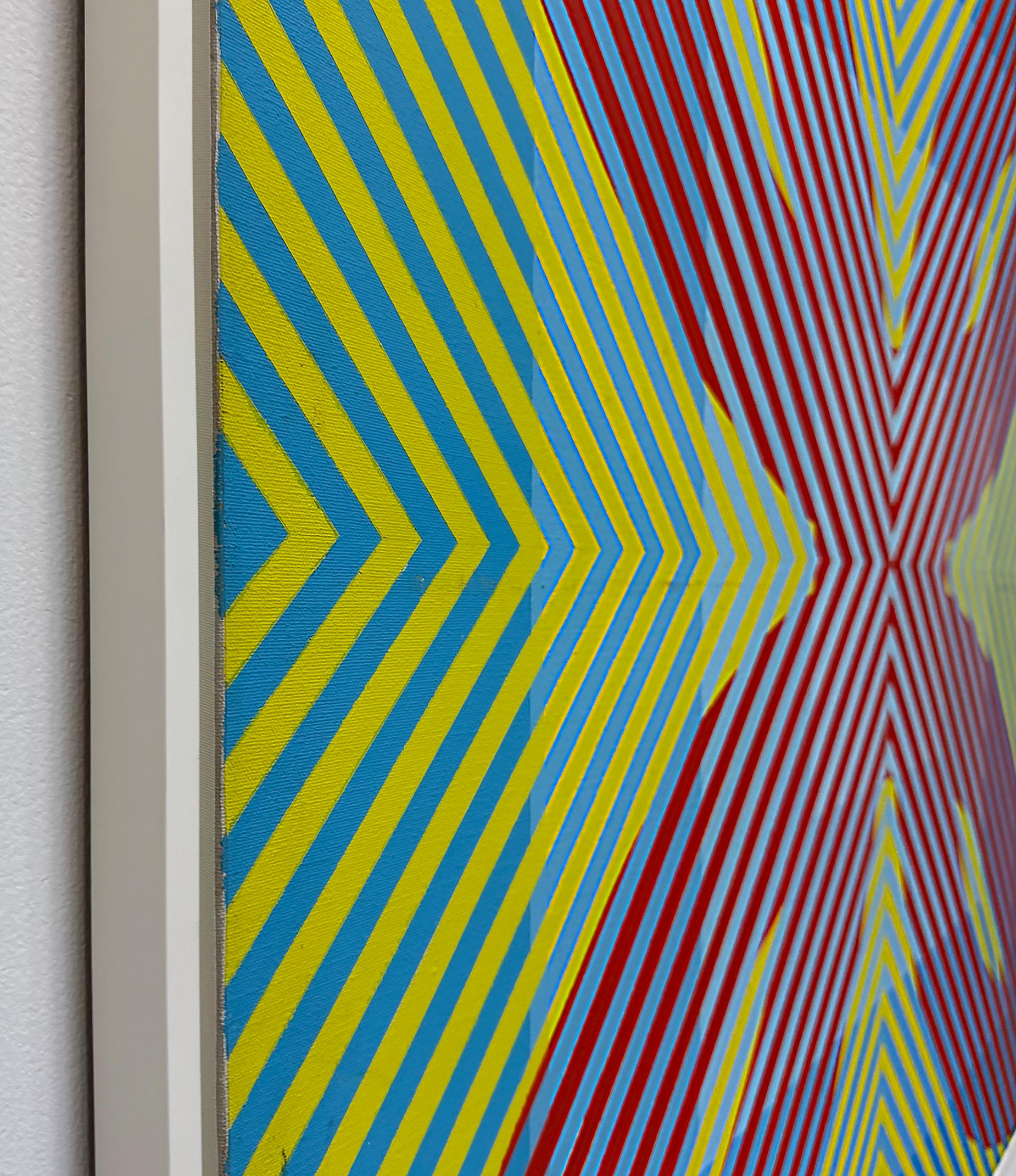 Gabe Silverman 1980s Abstract Op Art Painting on Canvas, Recently Reframed For Sale 5