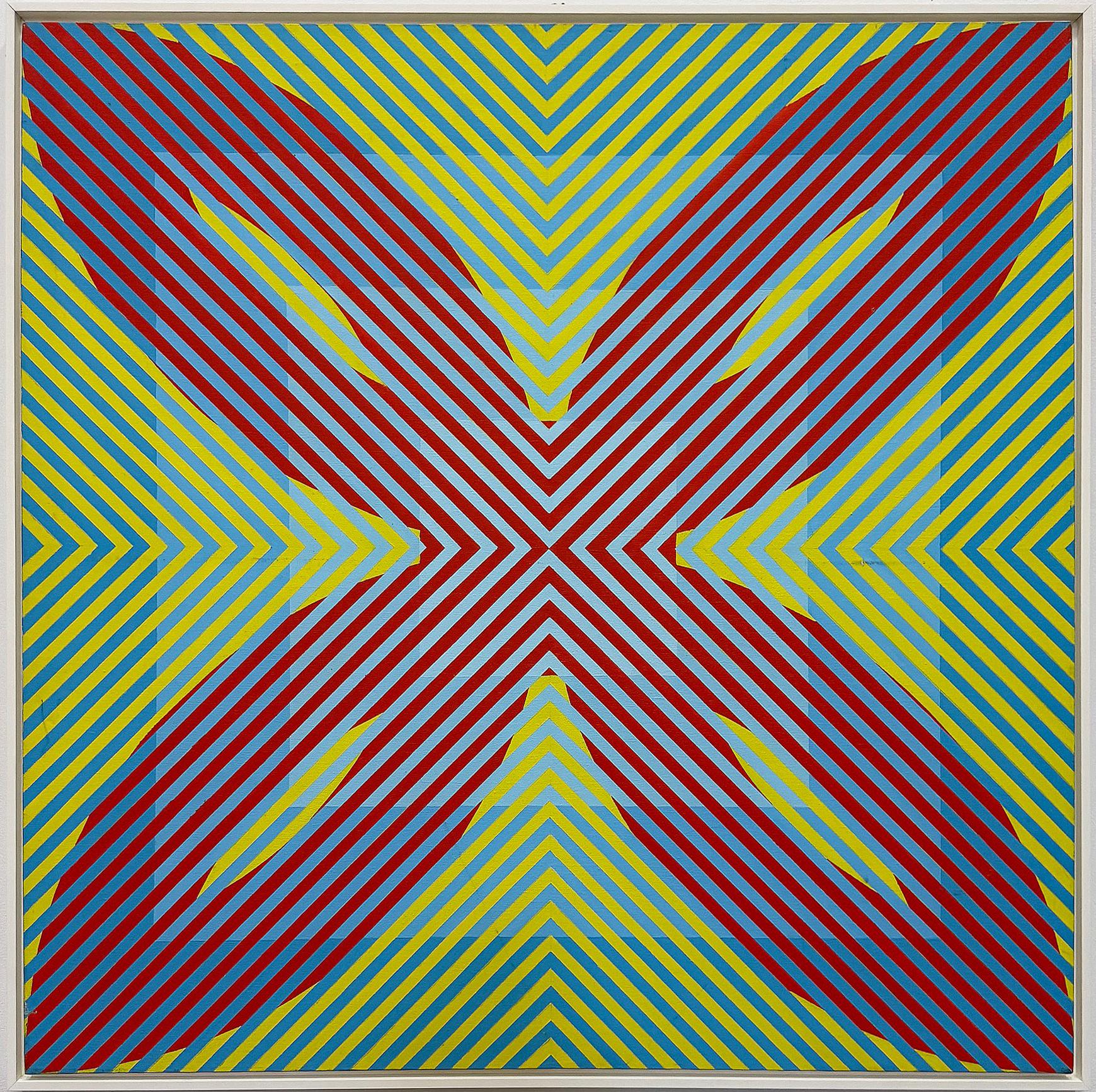 Gabe Silverman 1980s Abstract Op Art Painting on Canvas, Recently Reframed For Sale 6