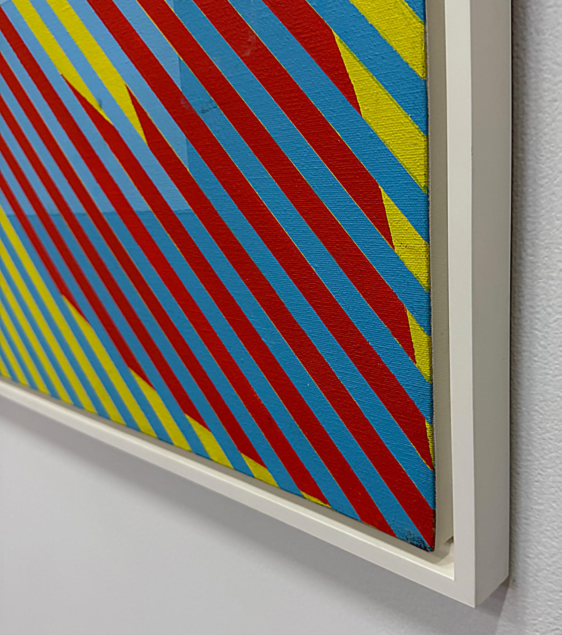 Gabe Silverman 1980s Abstract Op Art Painting on Canvas, Recently Reframed For Sale 4