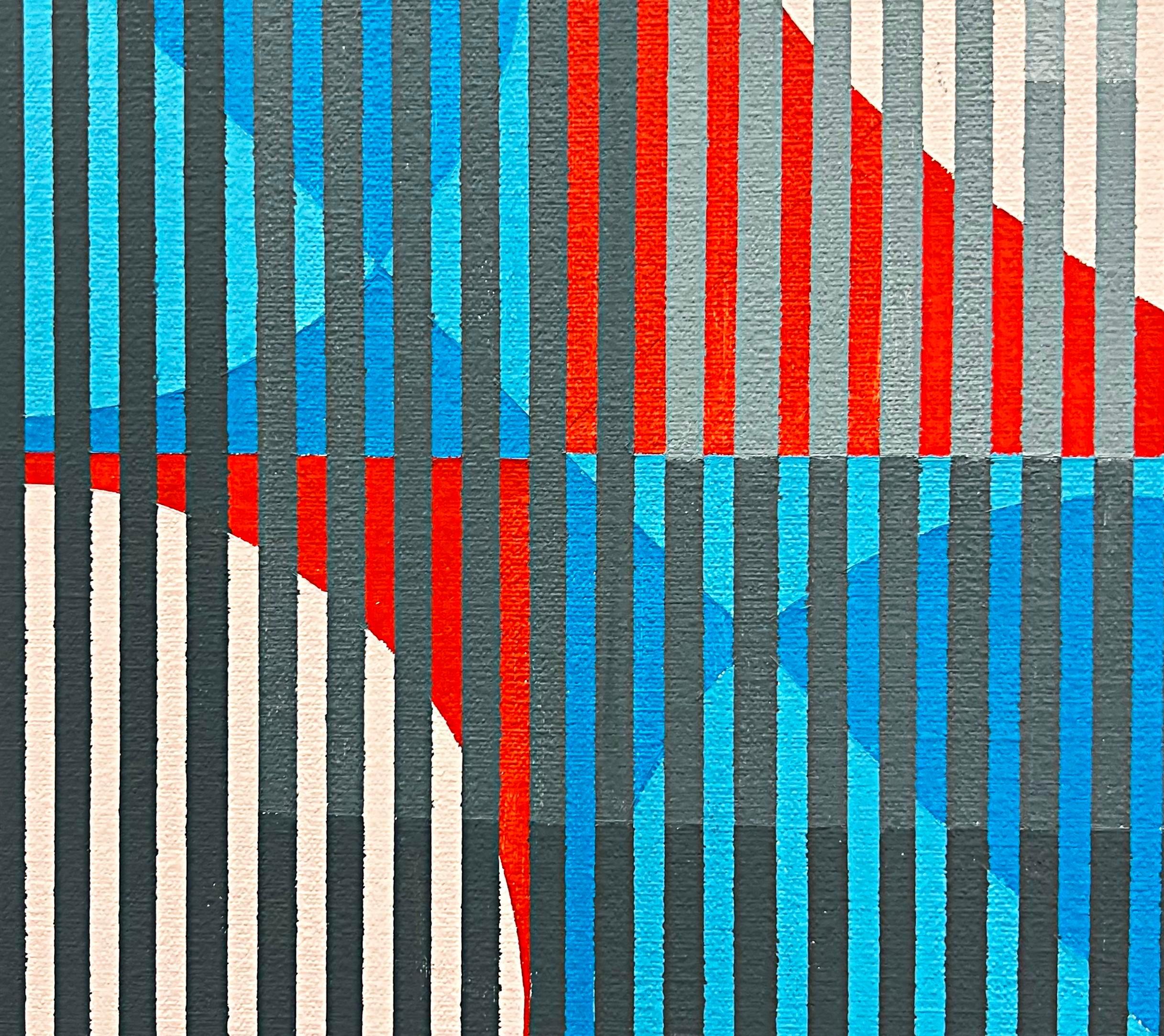 Gabe Silverman 1980er Jahre Geometrisches abstraktes Op-Art-Gemälde im Zustand „Gut“ im Angebot in Miami, FL