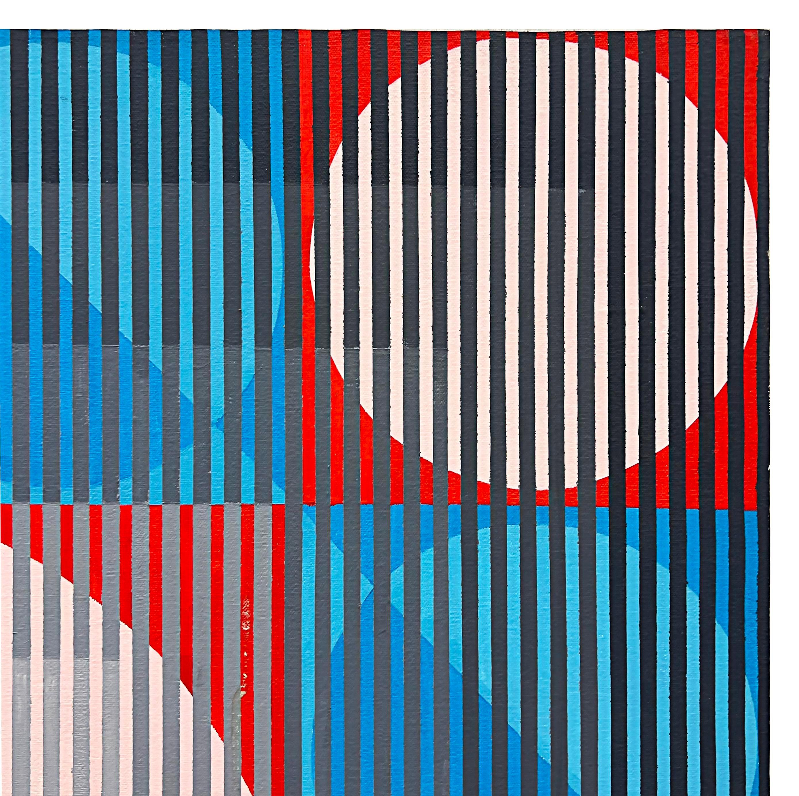 Gabe Silverman 1980er Jahre Geometrisches abstraktes Op-Art-Gemälde (Leinwand) im Angebot