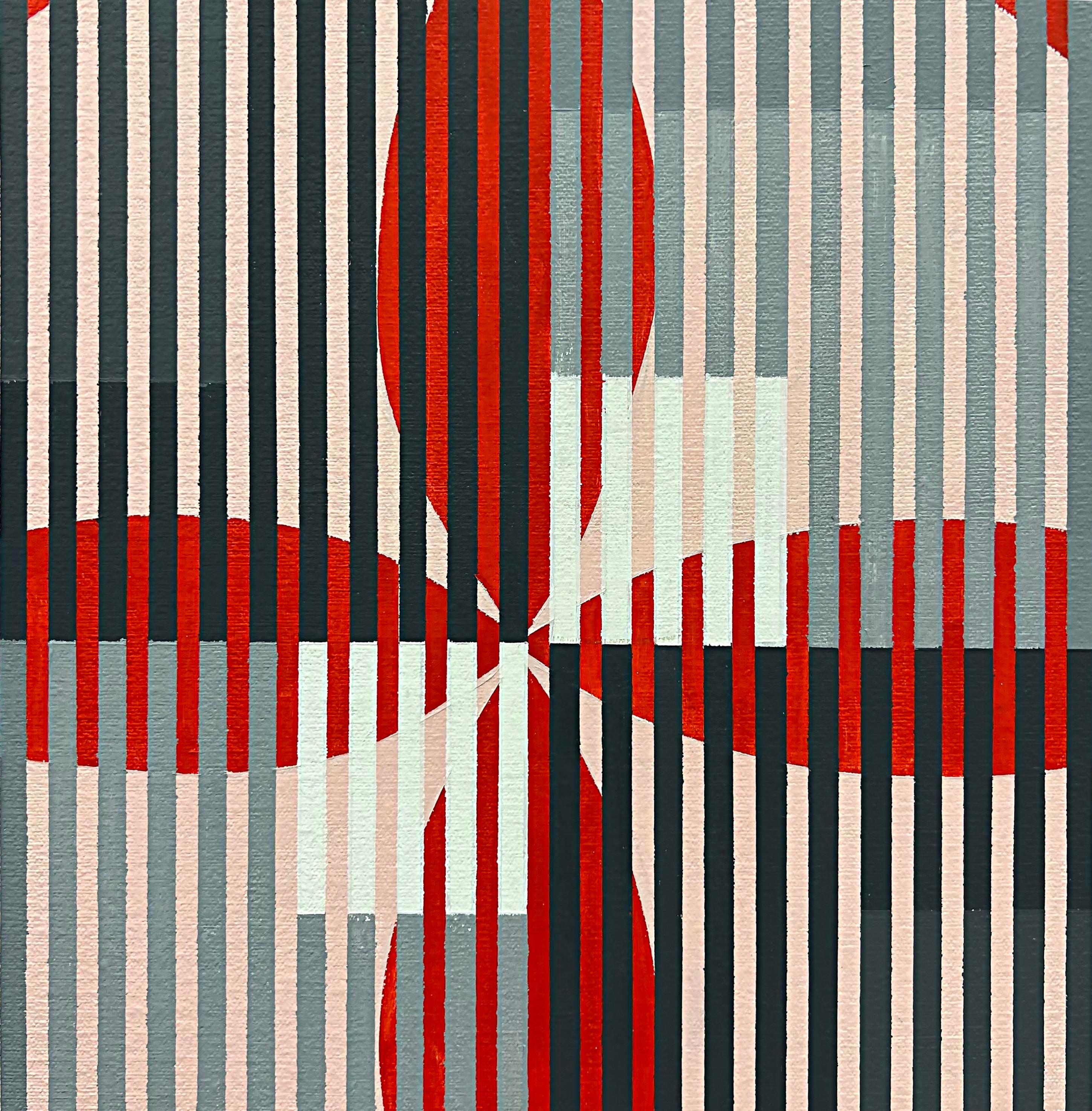 Gabe Silverman 1980er Jahre Geometrisches abstraktes Op-Art-Gemälde im Angebot 1