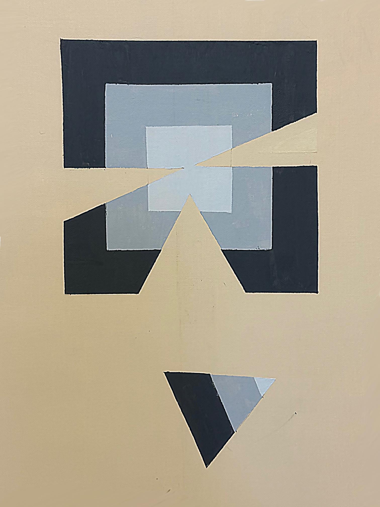 Gabe Silverman 1980er Hard Edge Minimalist Gemälde auf Leinwand, neu gerahmt (Minimalistisch) im Angebot