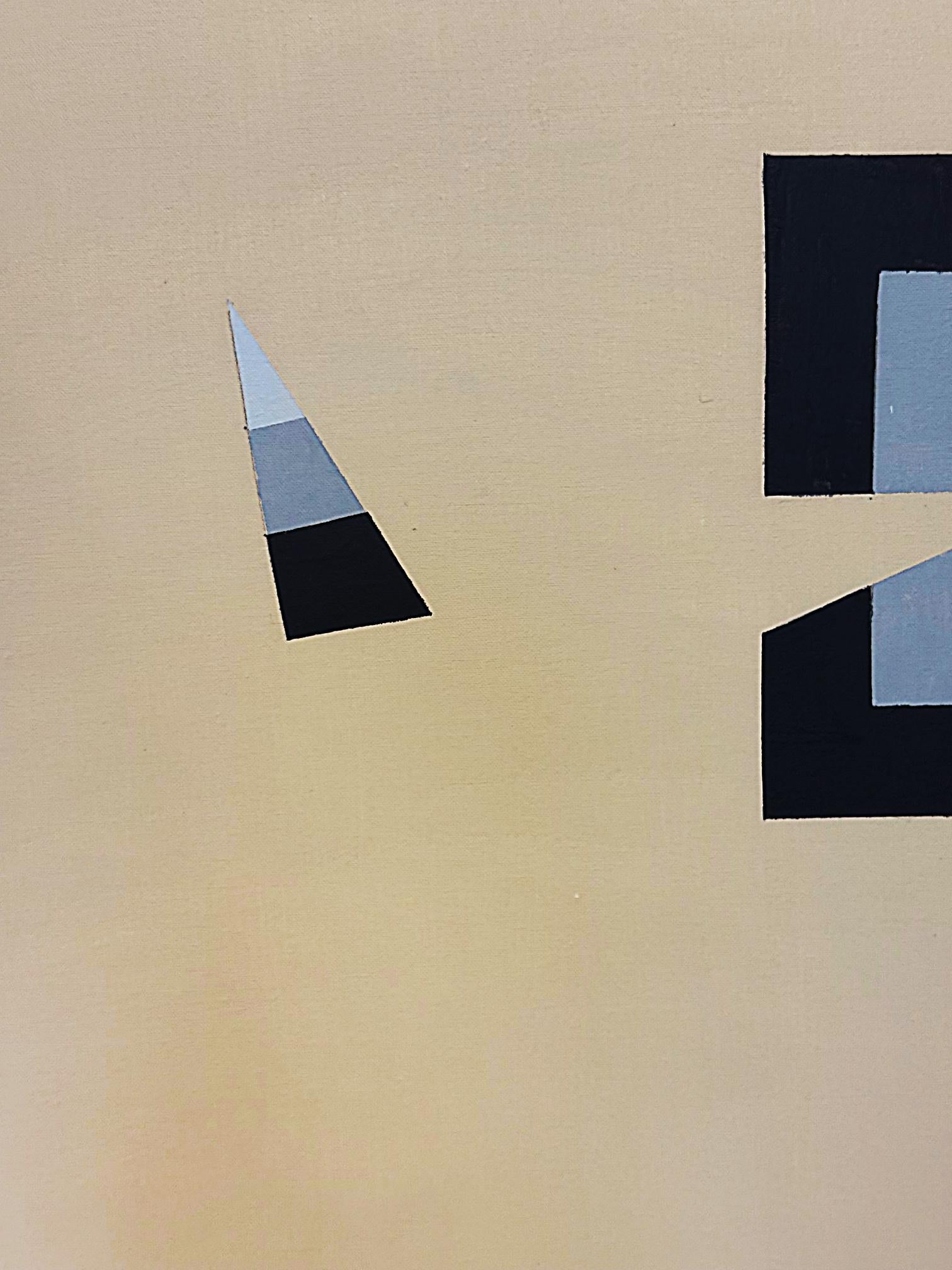 Gabe Silverman 1980er Hard Edge Minimalist Gemälde auf Leinwand, neu gerahmt (amerikanisch) im Angebot
