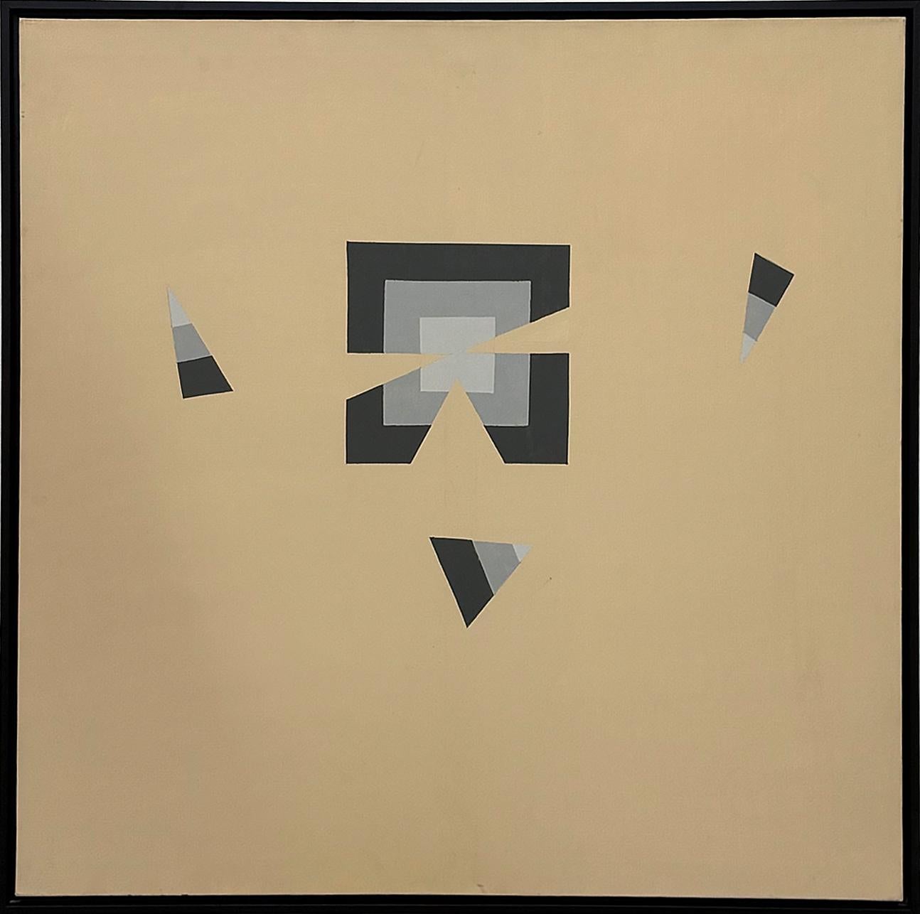 Gabe Silverman 1980er Hard Edge Minimalist Gemälde auf Leinwand, neu gerahmt (Ende des 20. Jahrhunderts) im Angebot
