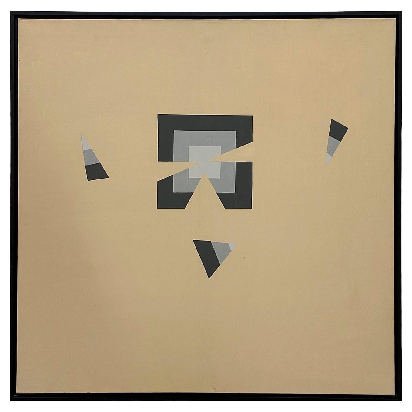 Gabe Silverman 1980er Hard Edge Minimalist Gemälde auf Leinwand, neu gerahmt