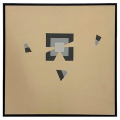 Gabe Silverman 1980er Hard Edge Minimalist Gemälde auf Leinwand, neu gerahmt