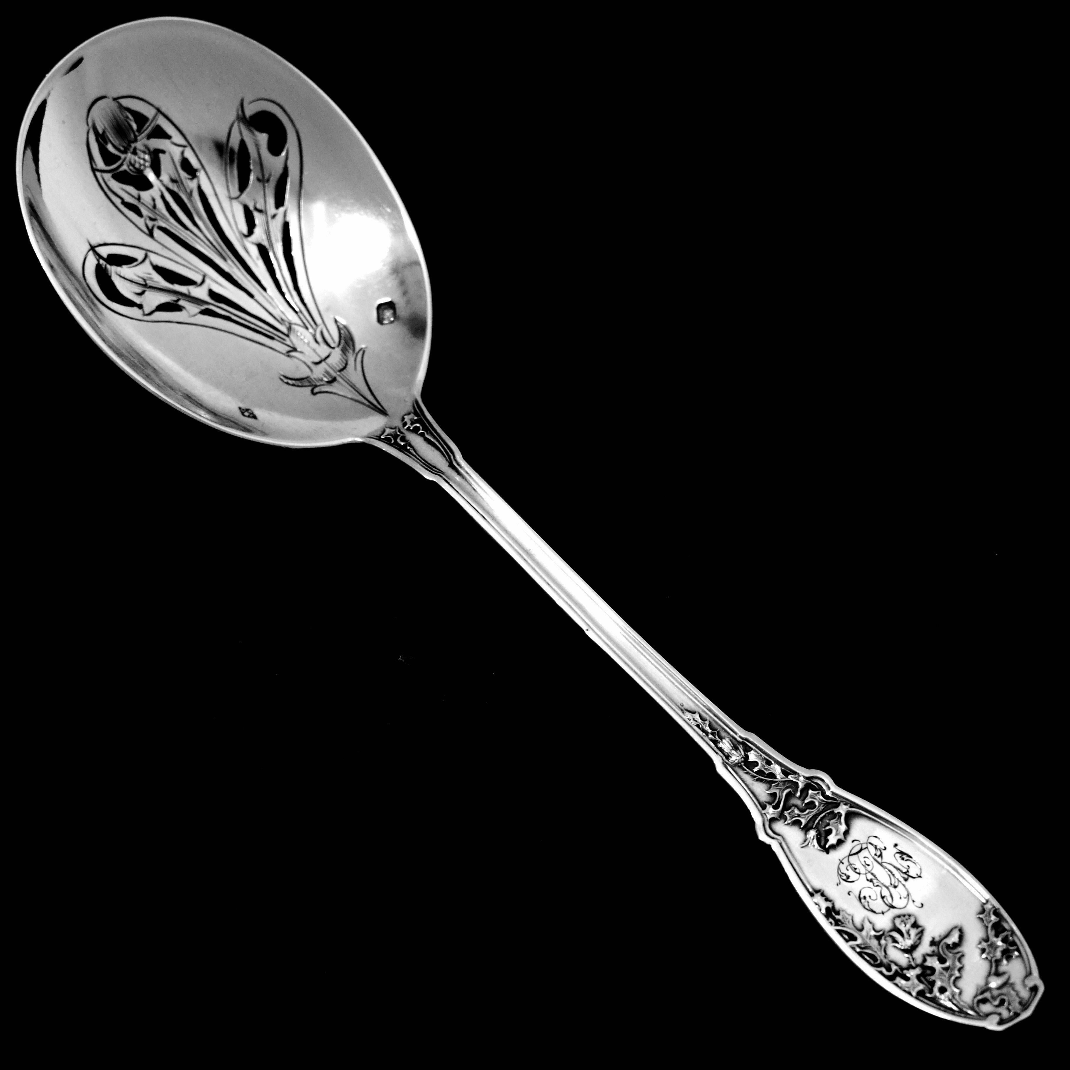 Early 20th Century Gabert French Sterling Silver Hors D'oeuvre Dessert Set Four-Piece, Art Nouveau