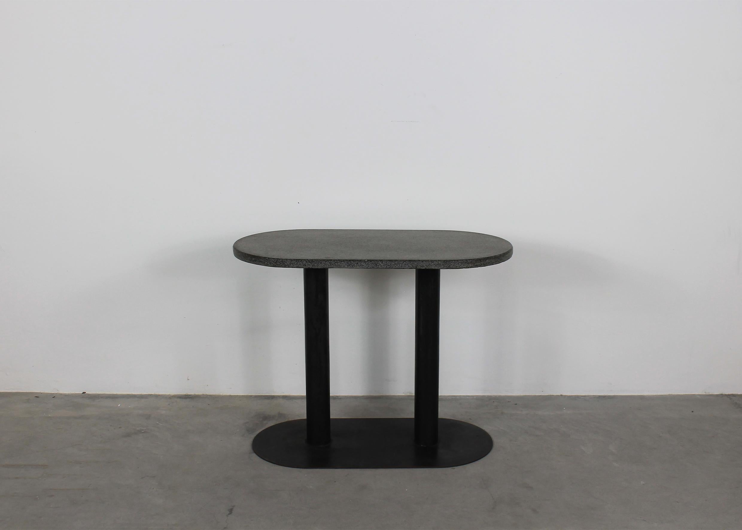 Postmoderne Table console Gabetti & Isola en métal laqué noir et granit par Arbo, années 1970 en vente