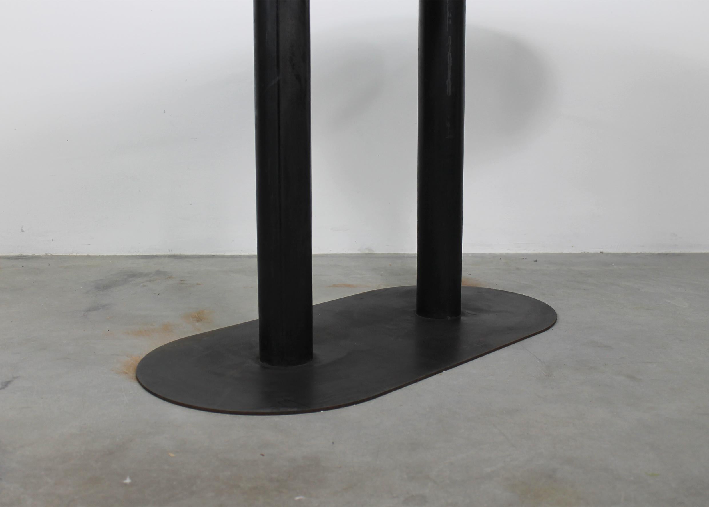 Gabetti & Isola Console Table in Black Lacquered Metal and Granite by Arbo 1970s For Sale 1