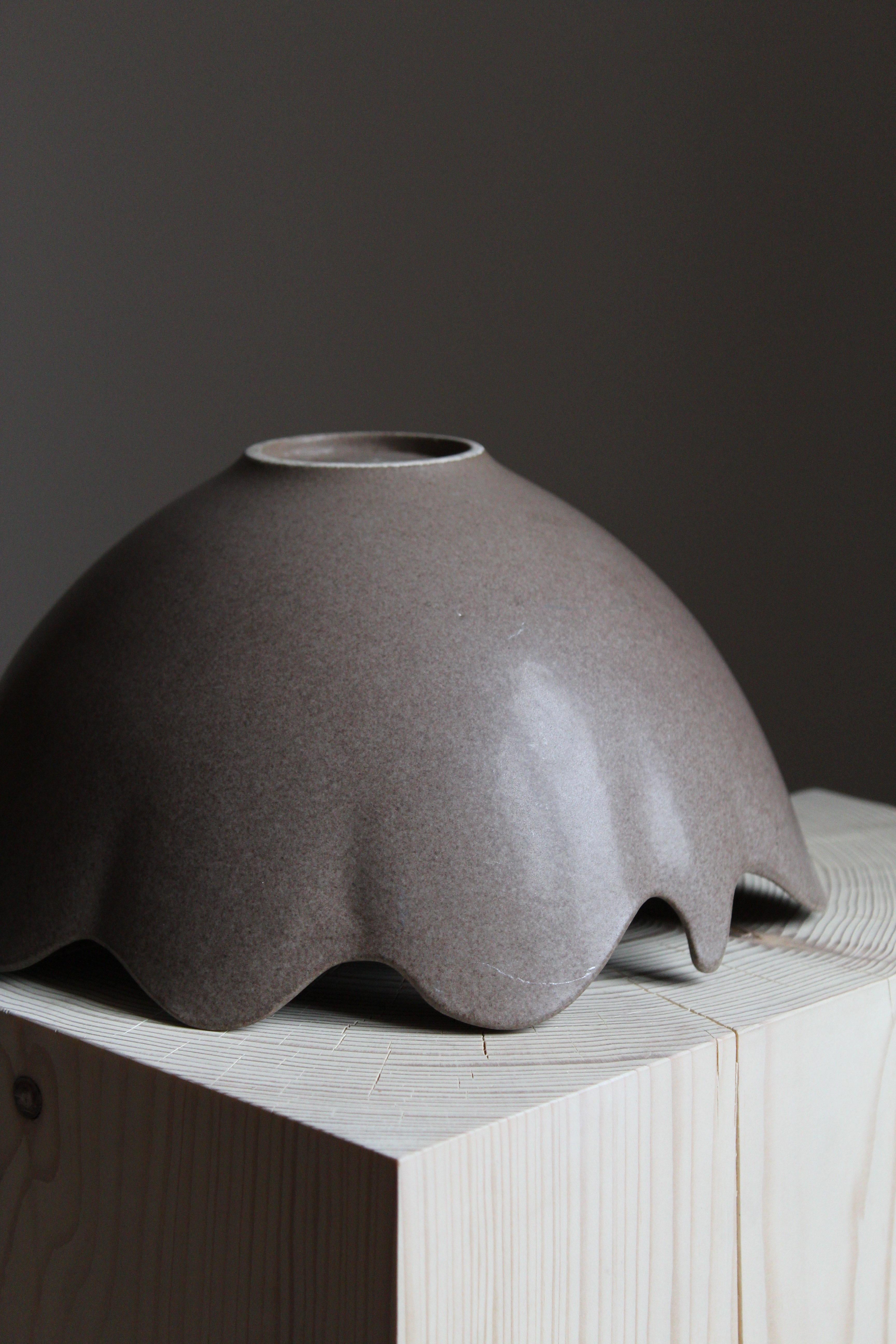 Gabi Citron Tengborg, Organic Bowl, Glazed Stoneware, Gustavsberg, 1960s In Good Condition In High Point, NC